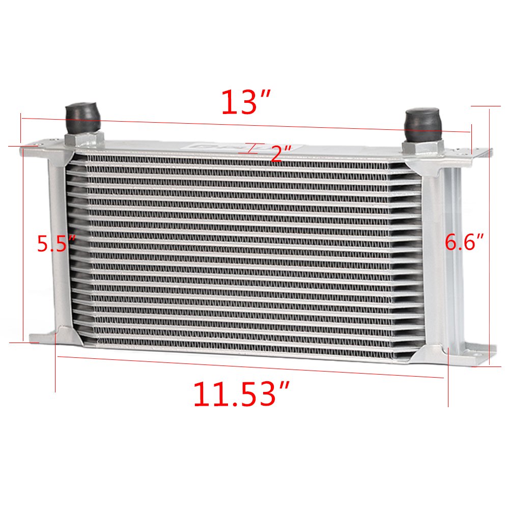 AN10-10AN 19 Row Aluminum Engine Oil Cooler - Silver High Performance Transmission Cooler for Cars, Trucks & SUVs - Perfect for Off-Roading, Towing & High-Temperature Driving Conditions