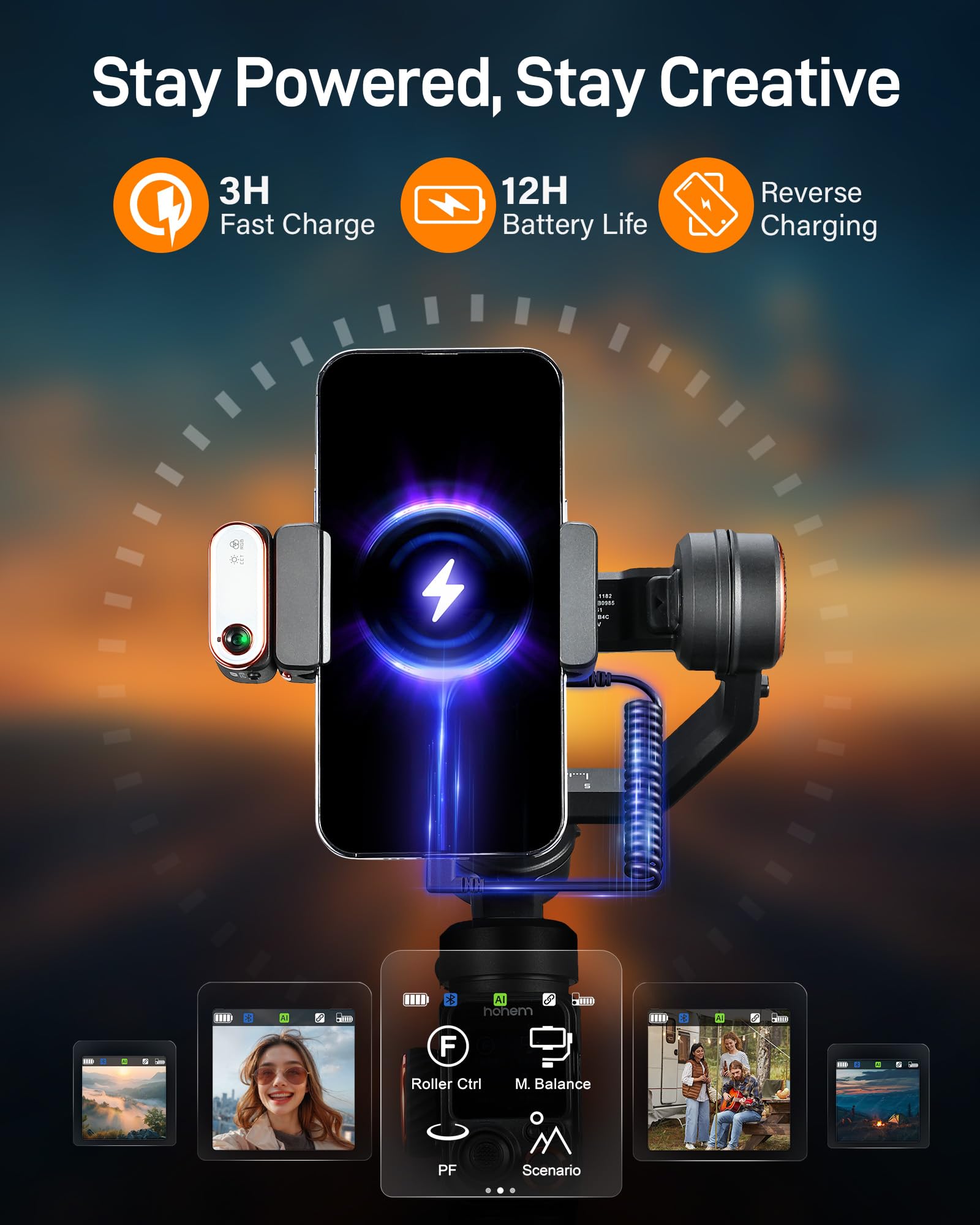 Hohem iSteady M7 3-Axis Gimbal Stabilizer for iPhone & Android - AI Tracking, 1.4