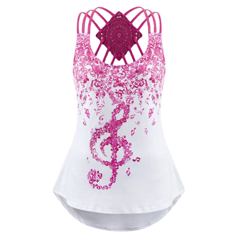 Women's Music Note Cross Tank Top - Casual Loose Sleeveless Summer Tops for Women | Perfect for Concerts, Beach Outings & Casual Wear