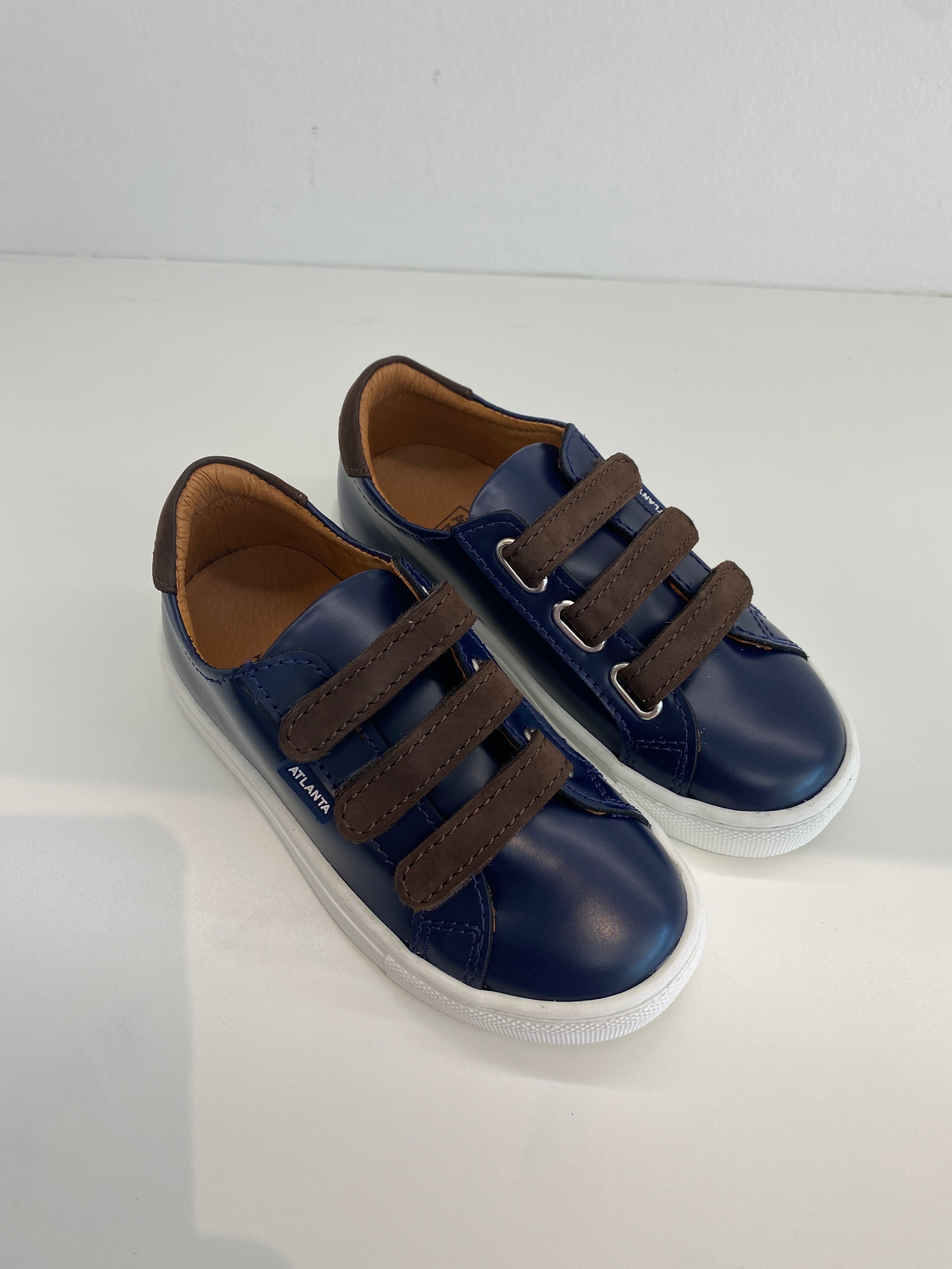 Atlanta Moccasin Blue & Brown Velcro Sneakers for Men - Comfortable Slip-On Casual Shoes for Walking, Travel & Everyday Wear