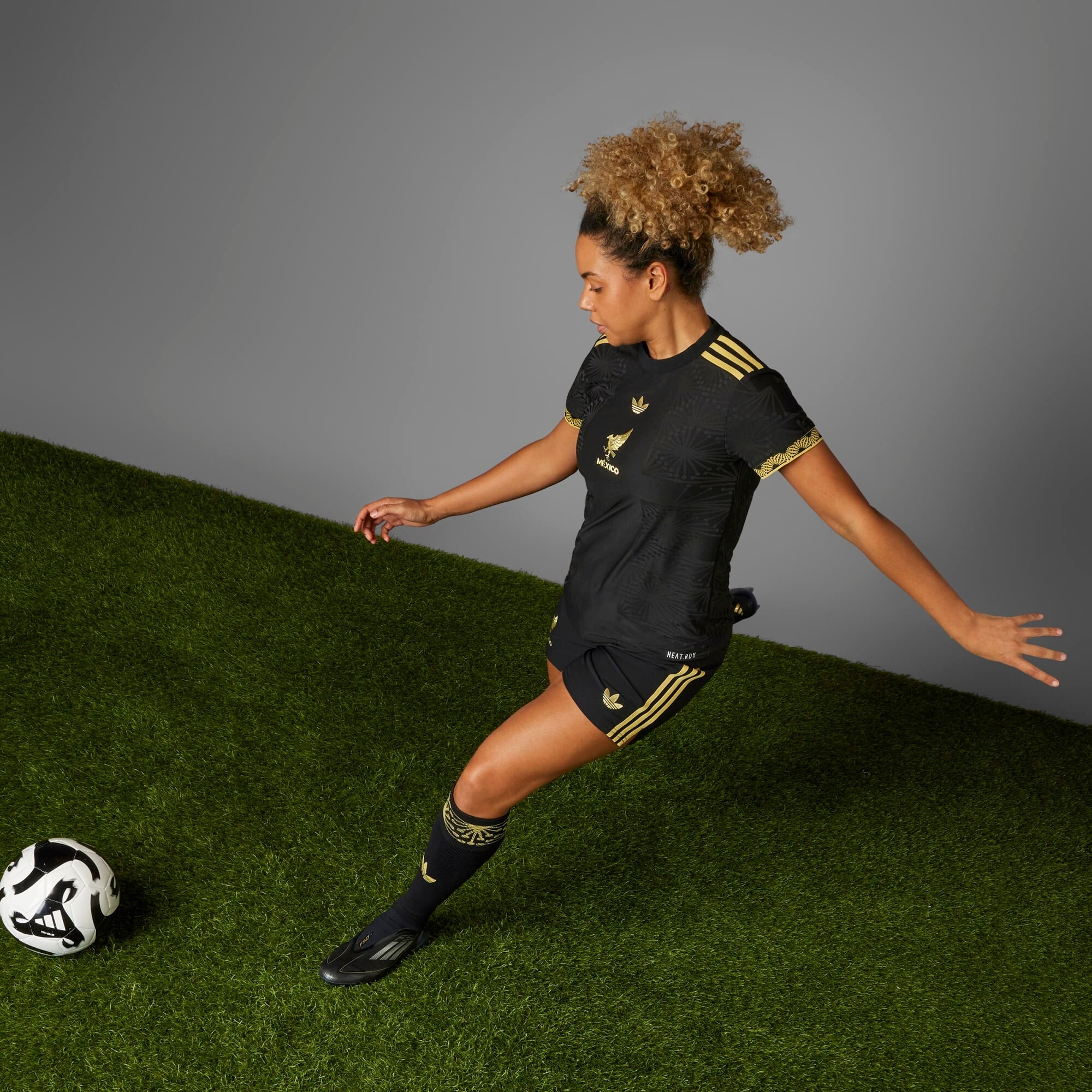 adidas Mexico 2025 Match Gold Soccer Cleats - Men's Football Shoes for Artificial Grass & Turf - Lightweight Performance Cleats for Training & Matches