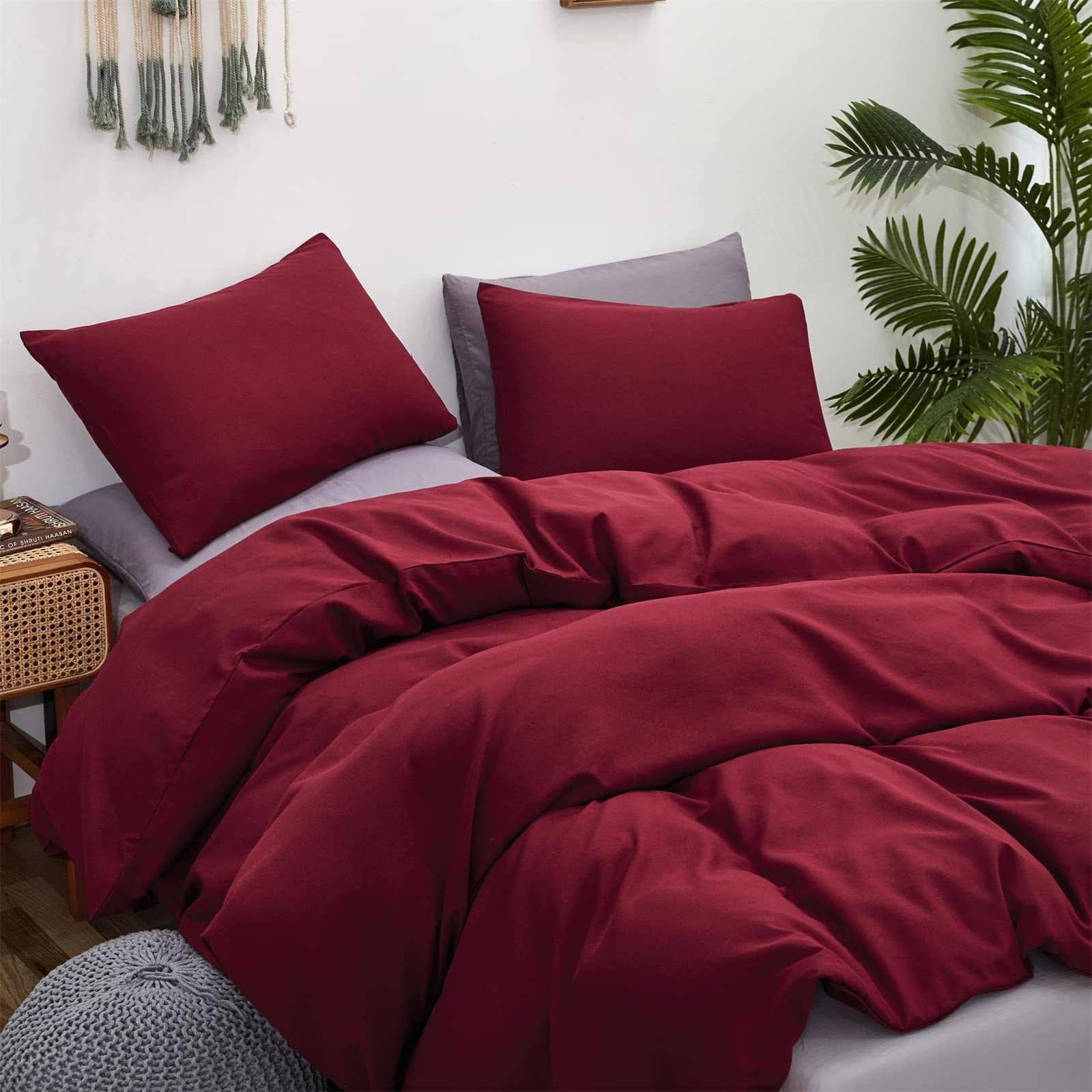 Dark Red King Size Comforter Set - Burgundy Cotton Bedding Quilt, Breathable & Modern Wine Red Blanket for King Bed - Perfect for Cozy Nights & Stylish Bedroom Decor