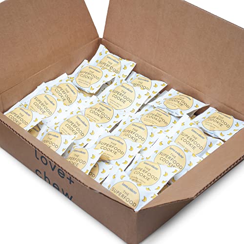 Love + Chew Banana Bread Minis Bulk Box - Gluten Free, Vegan, Paleo, Non-GMO Soft Baked Cookies - High Protein Almond Snacks - Individually Wrapped (1oz Each, 80 Count) - Perfect for School Lunches, Office Snacks & Healthy On-the-Go Treats