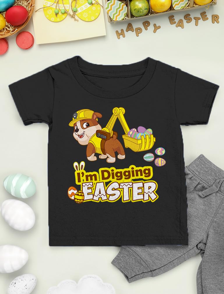 **Paw Patrol Rubble Digging Easter Egg Hunt T-Shirt for Toddler Boys & Girls - Fun Kids Easter Party & Egg Hunting Outfit**