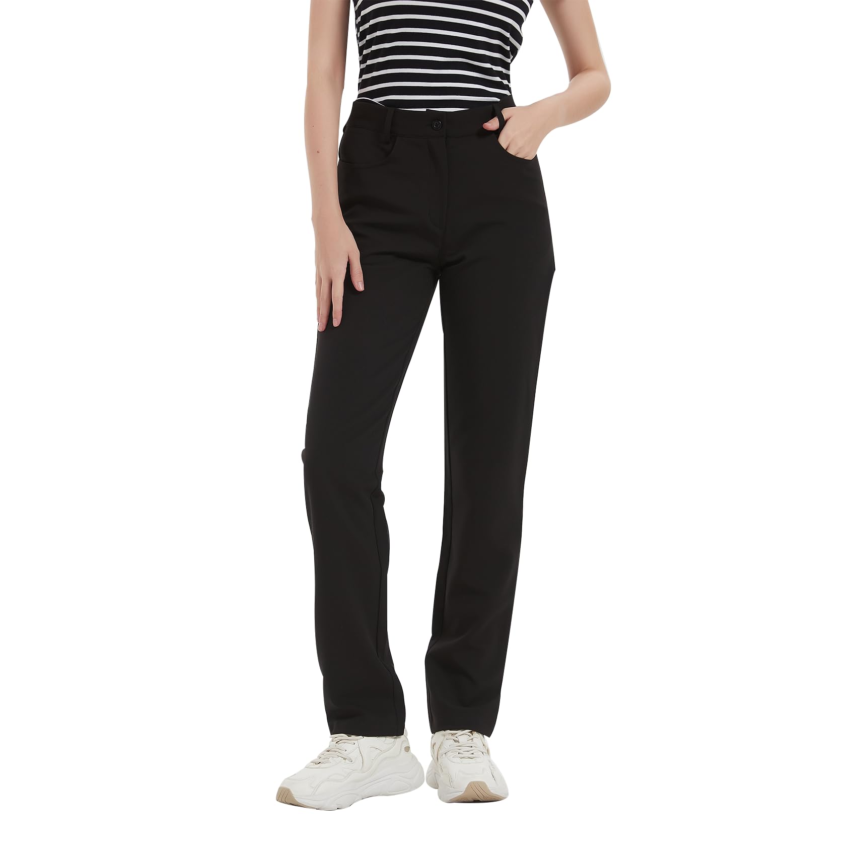 QBK Women's Golf Pants - Slim Fit Lightweight Stretchy High Waist Trousers for Work & Casual Wear (Petite/Regular/Tall Sizes) | Perfect for Golfing, Office & Everyday Comfort