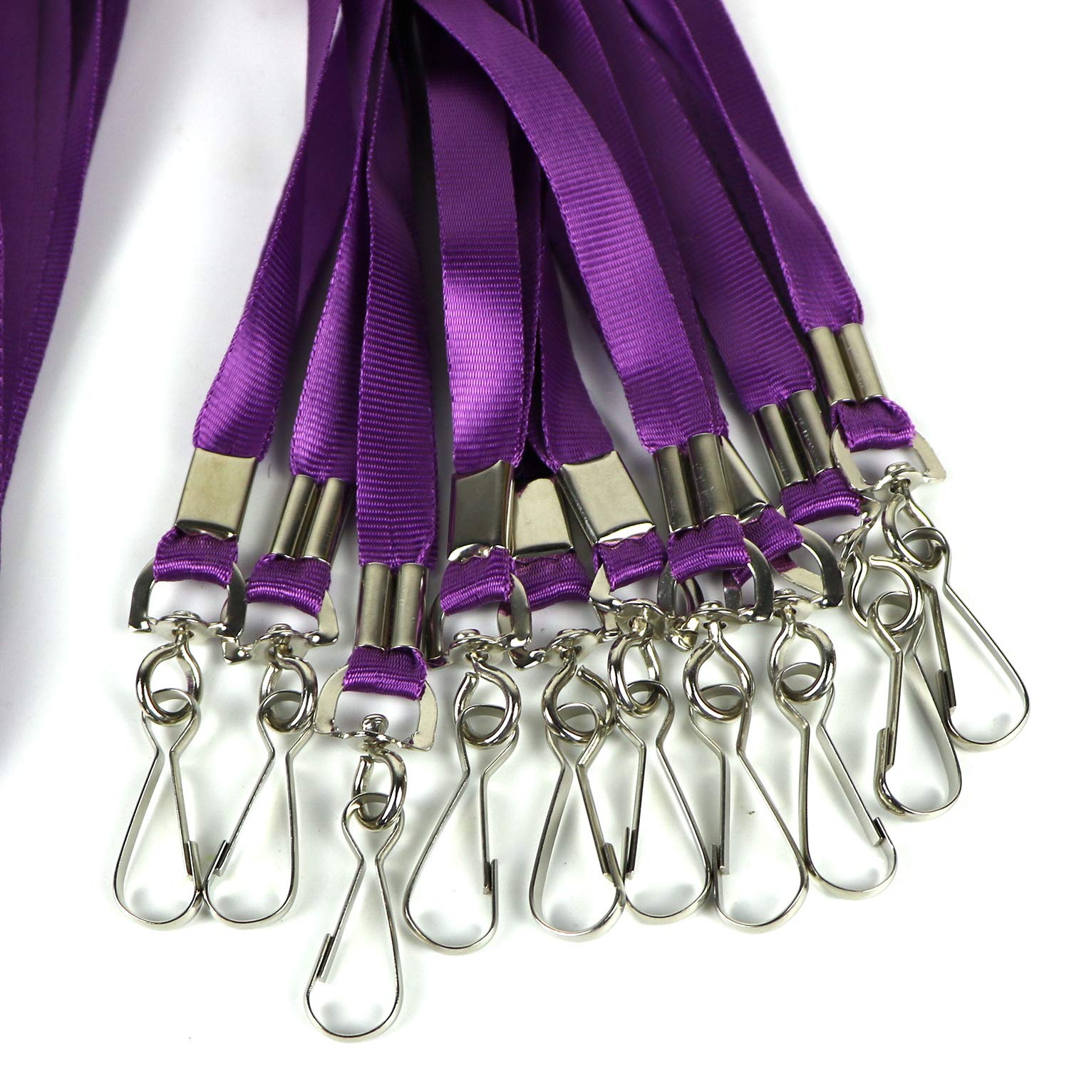 Premium Nylon Lanyards for ID Badges - 50 Pack (Purple) - Office, School & Cruise Use