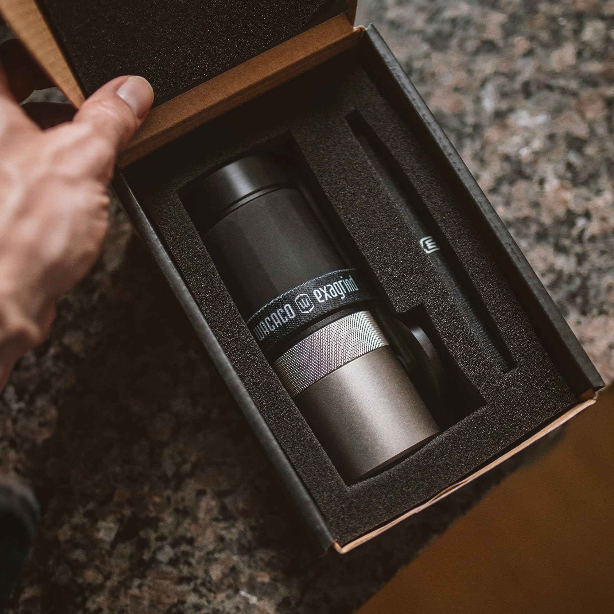 Premium WACACO Exagrind Manual Coffee Grinder - Stainless Steel Conical Burr Mill with Adjustable Settings for Espresso, Pour Over & French Press - Portable Hand Crank Coffee Bean Grinder for Travel, Camping & Home Brewing - Perfect for Coffee Enthusiasts & Outdoor Adventures