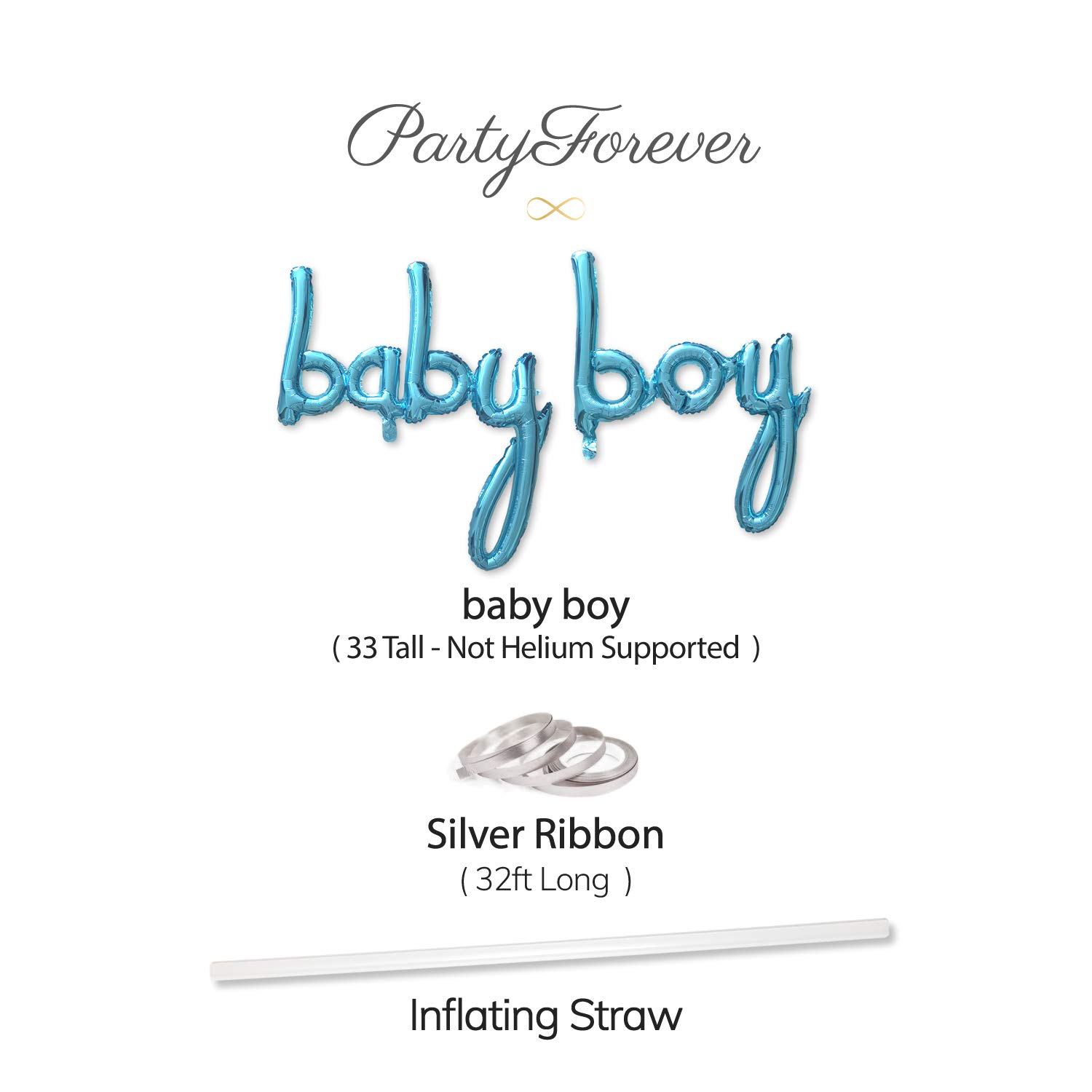 Baby Boy Balloon Light Blue - Gender Reveal Party Decorations, Baby Shower Supplies with Foil Balloons & Banner Letters - Perfect for Nursery Decor, 1st Birthday Parties & Newborn Celebrations
