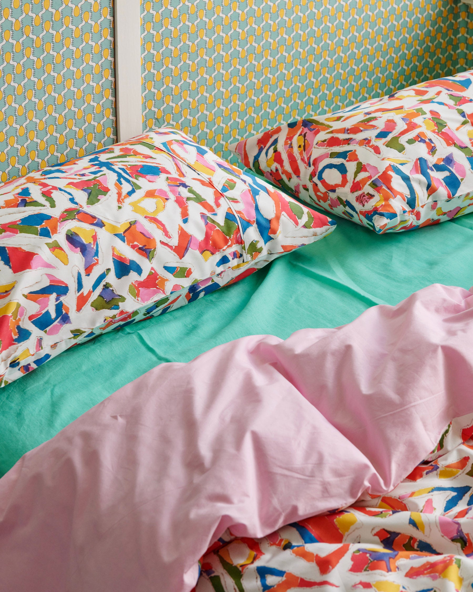 Kip&Co x Jenny Kee Opal Oz Pax White Organic Cotton Pillowcases - Soft & Hypoallergenic Bedding for Luxury Home Decor & Comfortable Sleep