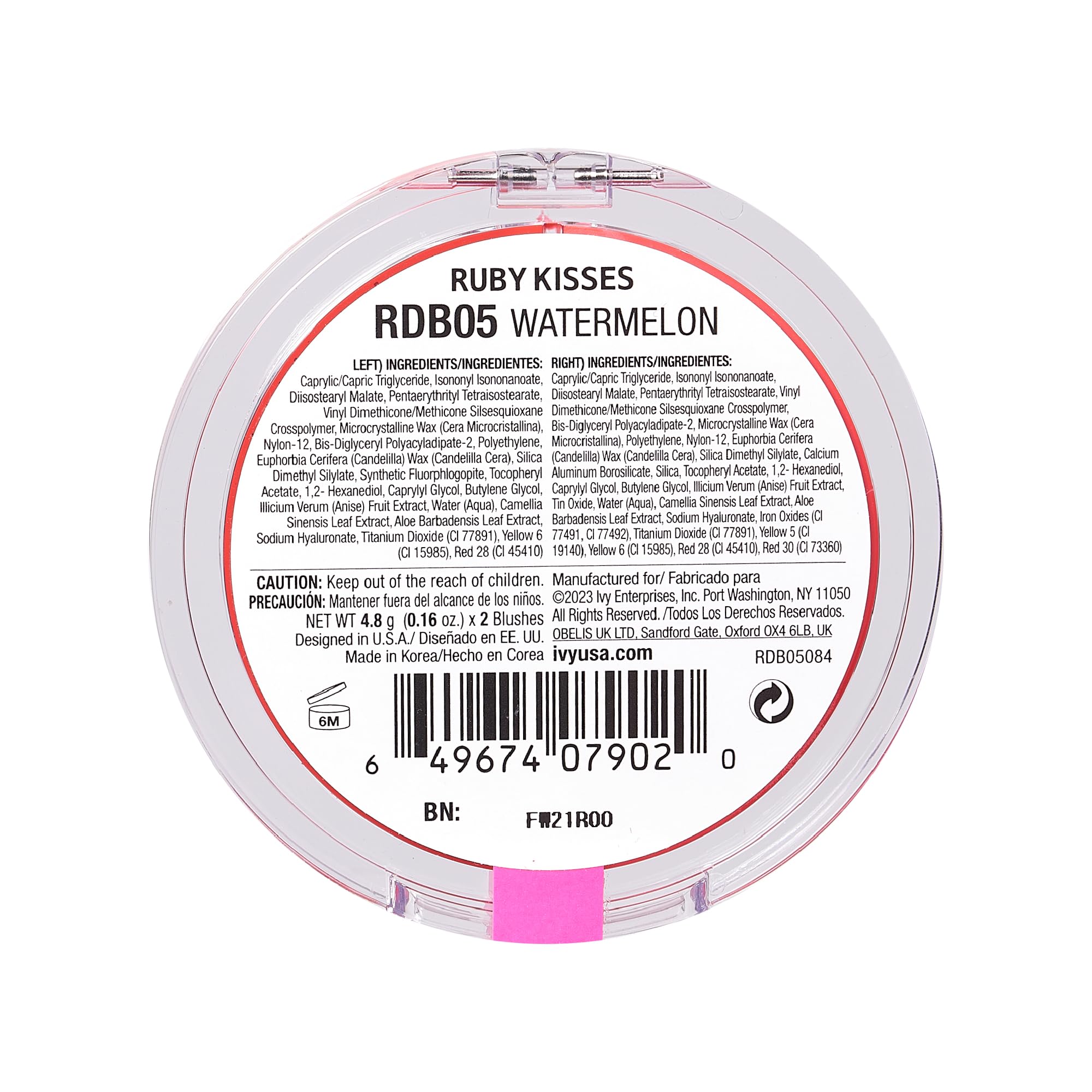 Ruby Kisses Duo Cream Blush - Long-Lasting, Buildable & Blendable Cheek, Lip & Eye Makeup with Green Tea, Aloe Vera & Hyaluronic Acid - Natural-Looking Flush for Day & Night Wear