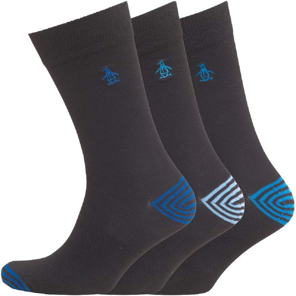 Original Penguin Men's Dress Socks 3-Pack Black Formal Size 7-11 UK - Comfortable Business & Wedding Socks for Office & Special Occasions