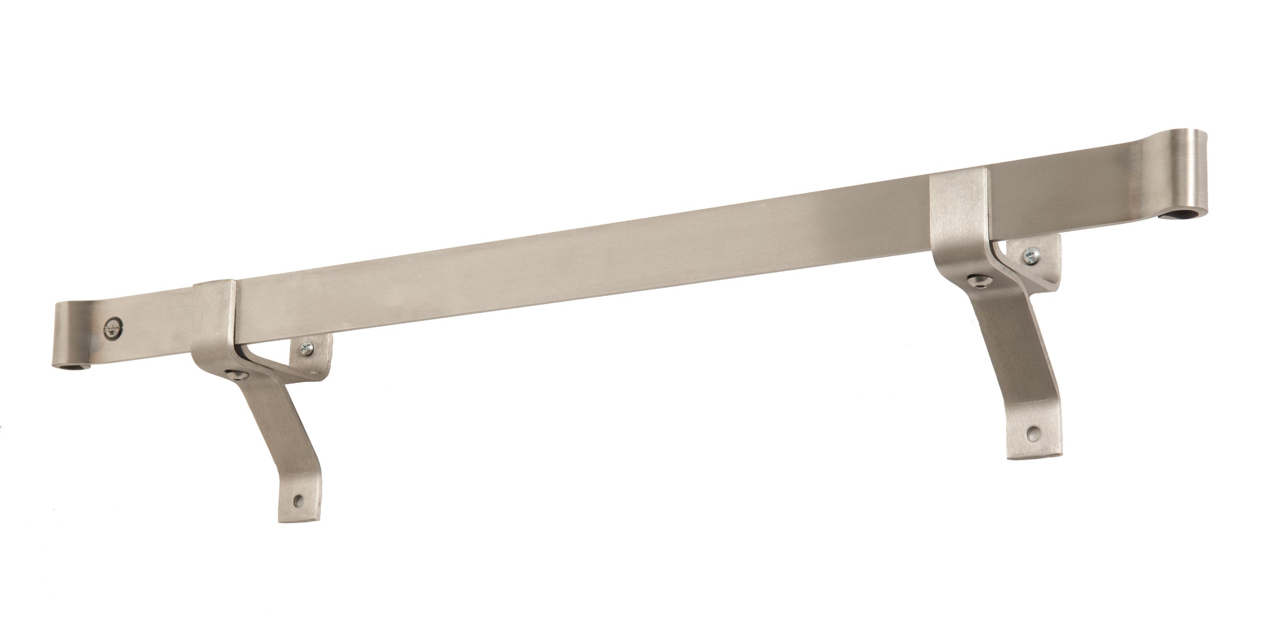 Enclume Premier 48-Inch Stainless Steel Rolled End Bar - Wall or Ceiling Mount Pot Rack with Wall Brackets & Captain Hooks - Perfect for Kitchen Organization & Utensil Storage