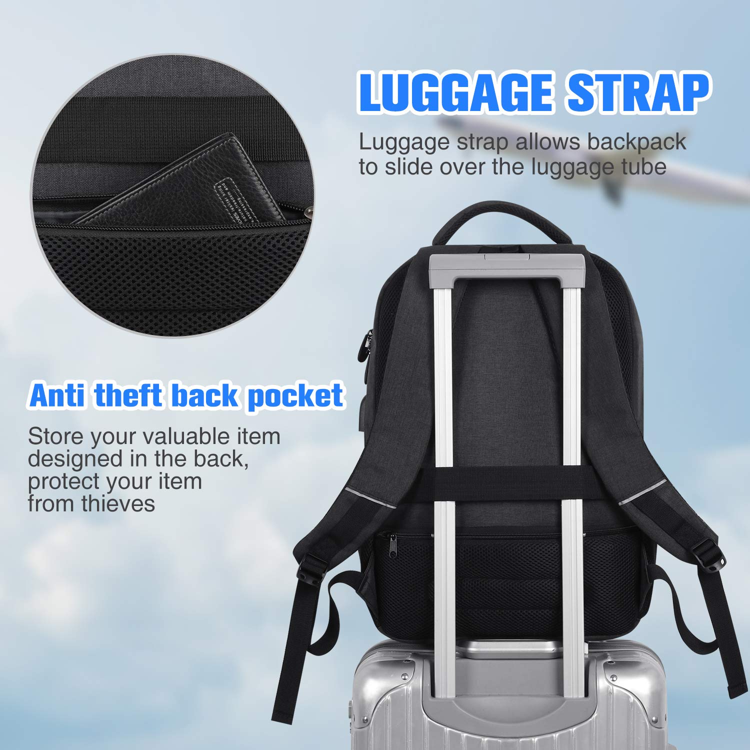 Paude 17.3 Inch Laptop Backpack for Men & Women - USB Charging Port, Durable School & Travel Backpack for College Students & Business Professionals | Perfect for Work Commute, Campus Life & Business Trips