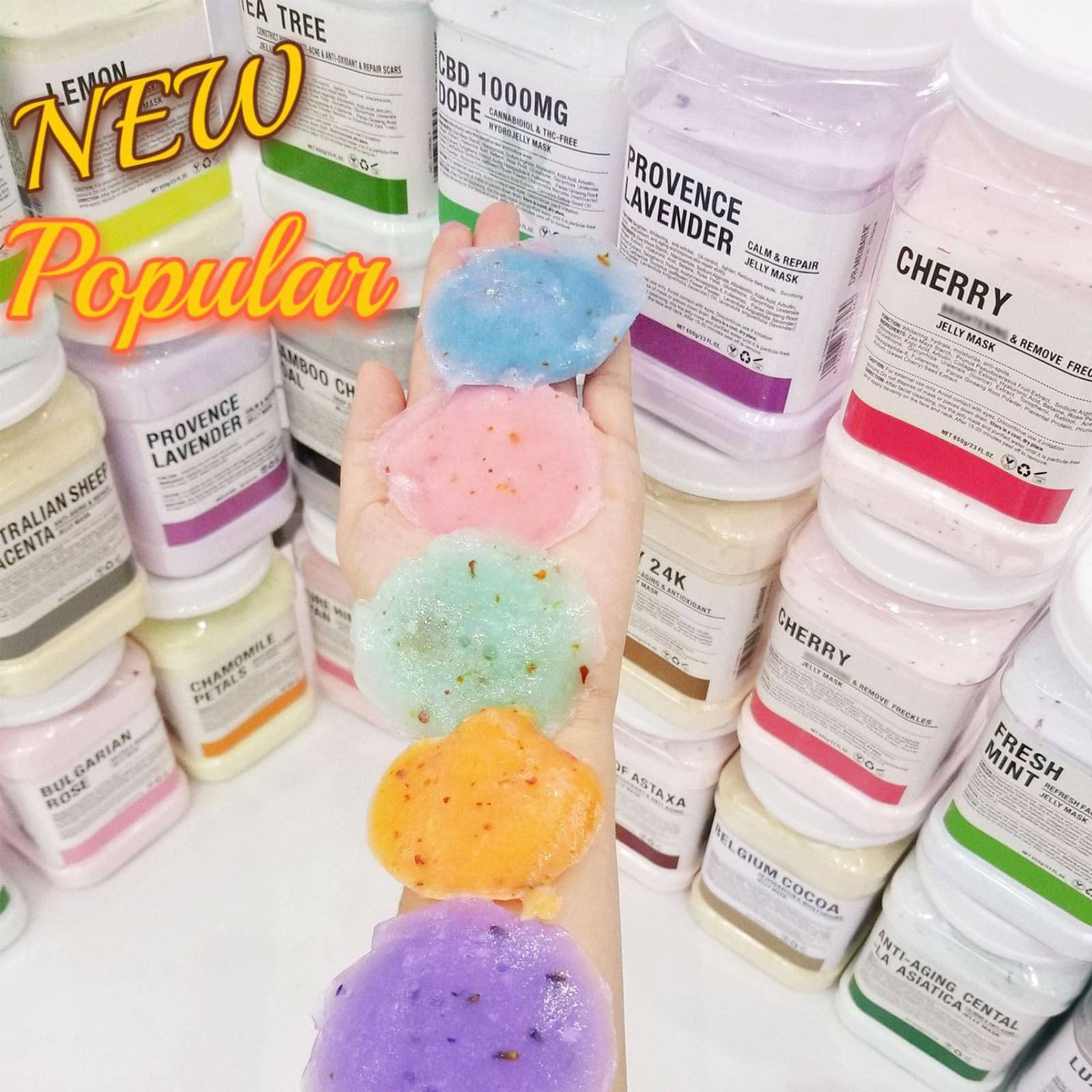 6 Jar DIY Jelly Face Mask Powder Kit - 10 Pairs Rose Eye Patches & 10Pcs Rose Lip Mask Set for Hydrating, Brightening & Anti-Aging - Perfect for Spa Night, Self-Care Routine & Gift Giving