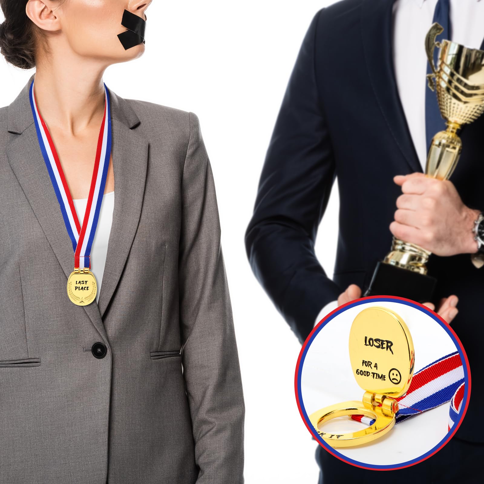 Funny Last Place Toilet Medal - 1.6 Inch Wide Loser Award Toilet Seat Flip Cover Design with Webbing - Great for Competitions, Gag Gifts & Prank Supplies - Perfect for Office Pranks, Sports Loser Trophies & Bathroom Humor