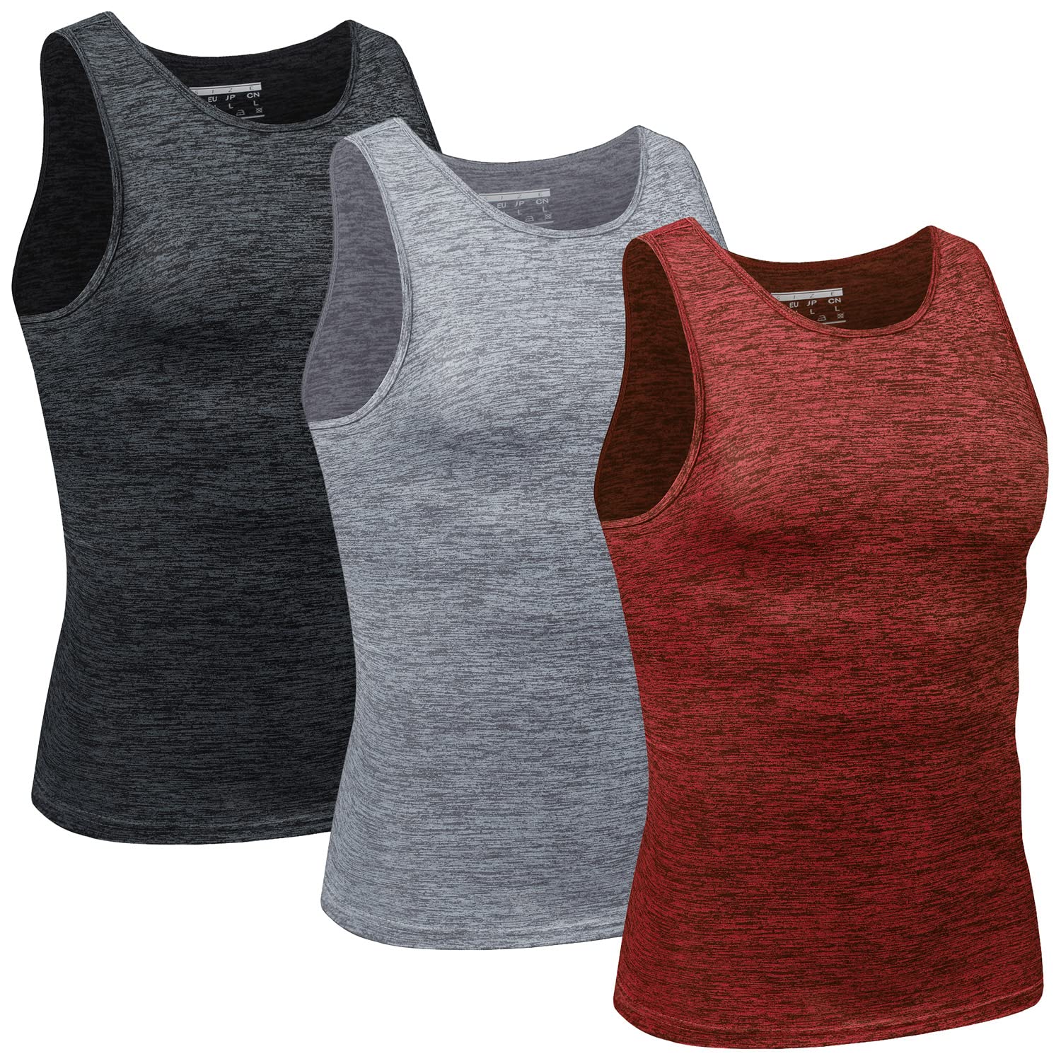 TACVASEN 3 Pack Men's Workout Tank Tops - Sleeveless Athletic Shirts for Running, Gym & Summer Exercise - Moisture Wicking Quick Dry Performance Shirts for Active Lifestyle