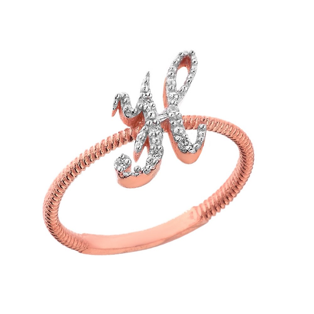 10K Rose Gold Diamond Initial 