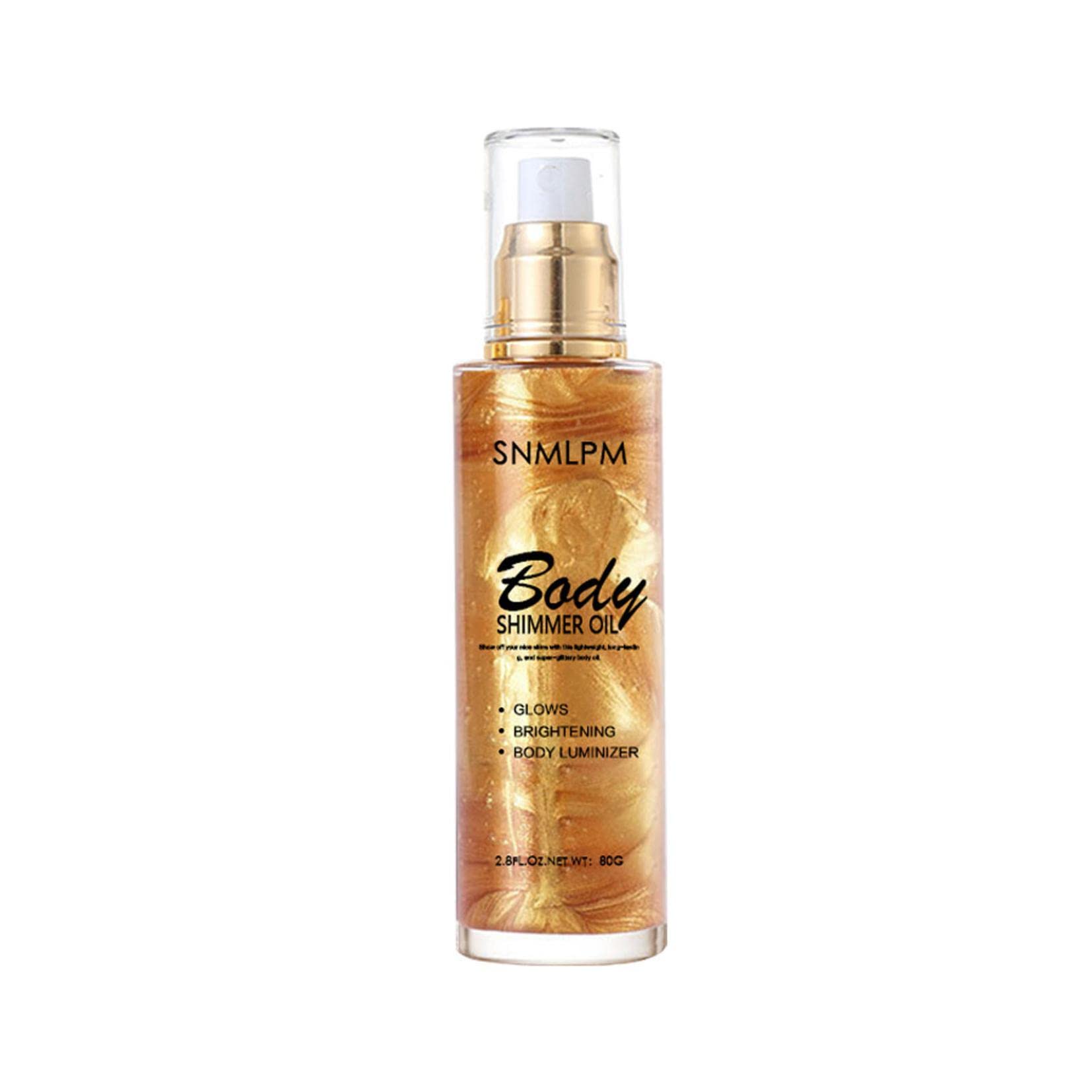 Shimmer Body Oil - Glow Highlighter Makeup for Face & Body, Non-Sticky Summer Moisturizer with Light Shimmer & Glitter (Gold) | Perfect for Beach, Parties, Festivals & Night Out Glow