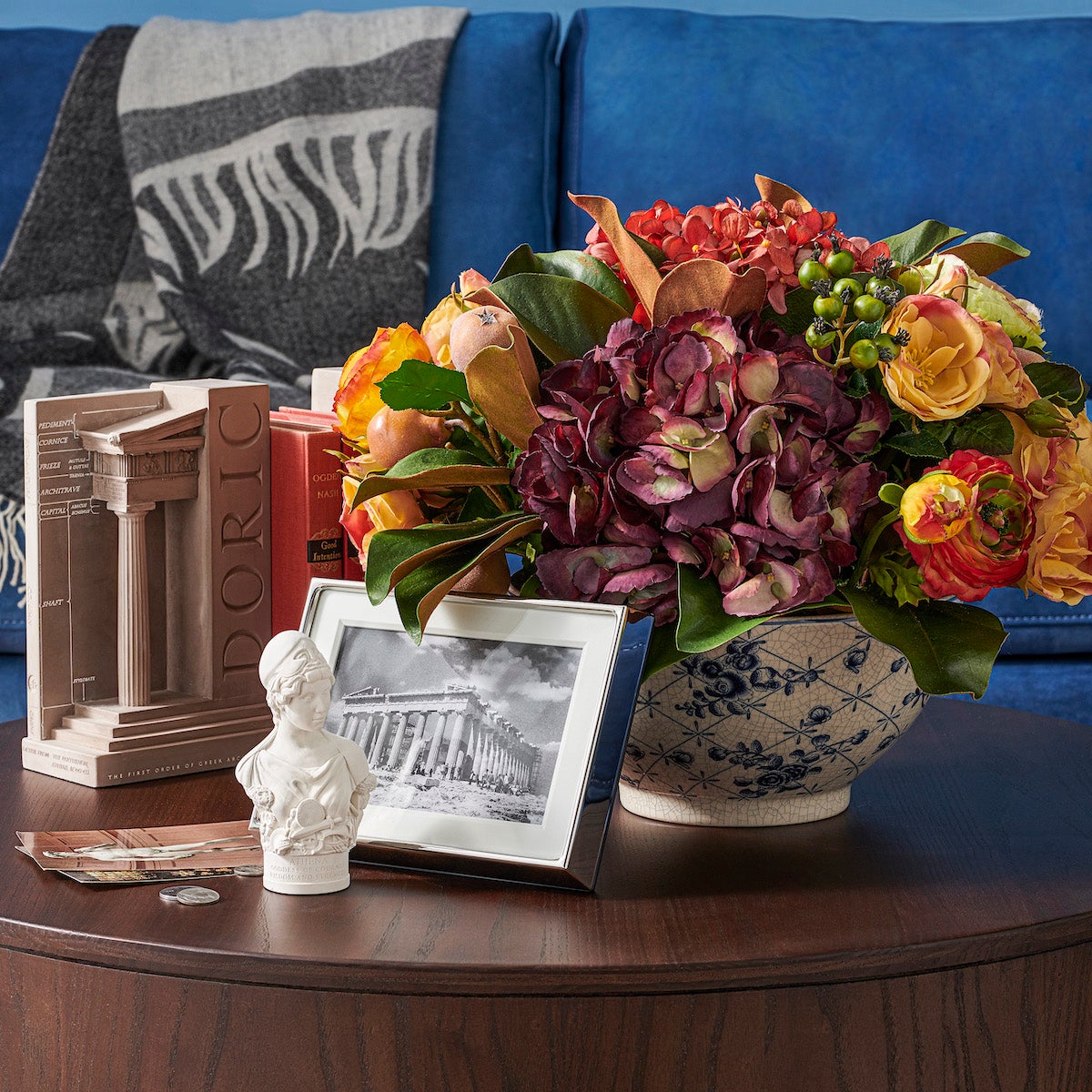 Mix Fall Floral in Trellis Bowl - Elegant Autumn Floral Arrangement for Home Decor, Thanksgiving Centerpiece, and Seasonal Table Decorations