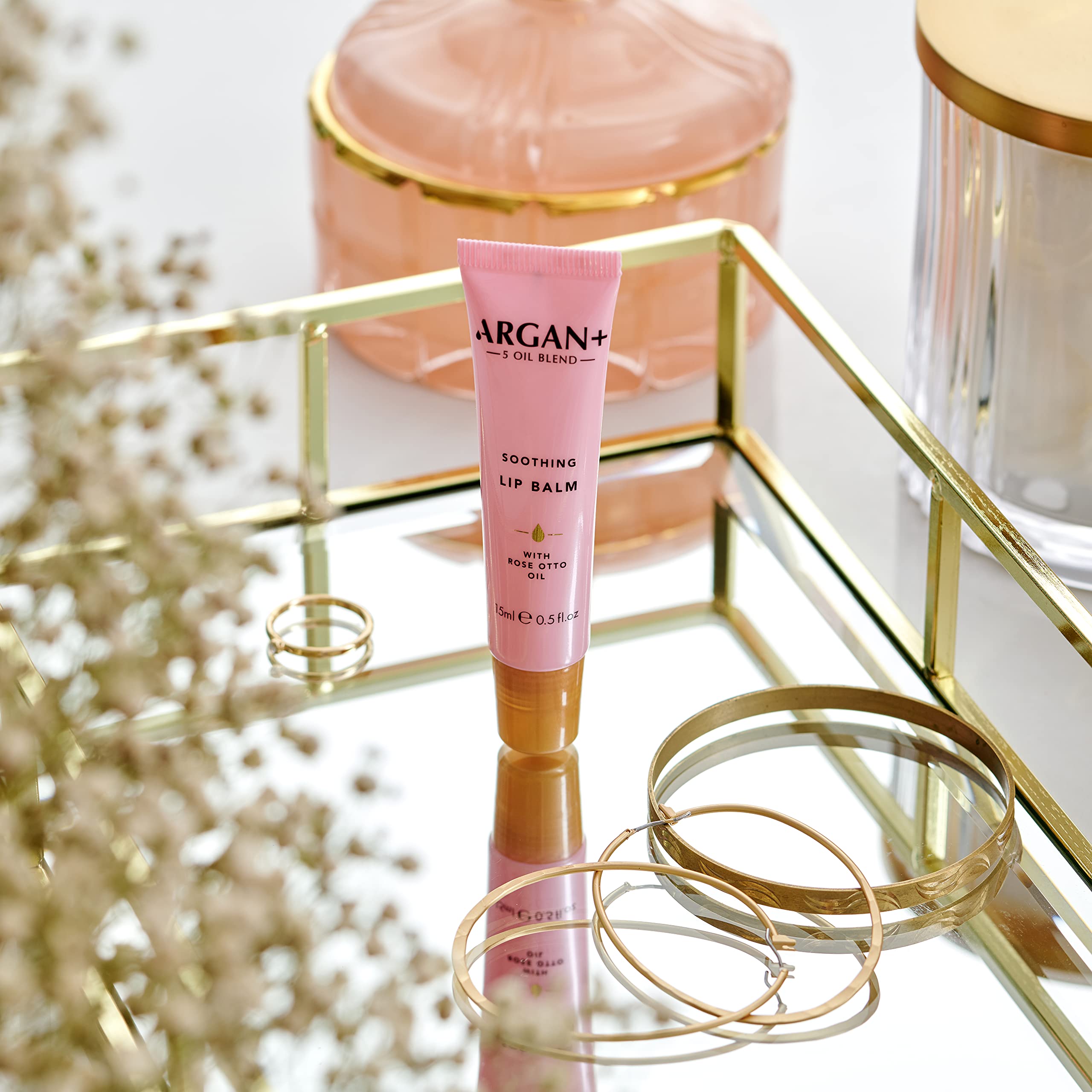 Organic ARGAN Soothing Lip Balm with Rose Otto Oil - 15ml Hydrating & Nourishing for Dry, Chapped Lips - Perfect for Winter Care & Daily Moisturizing
