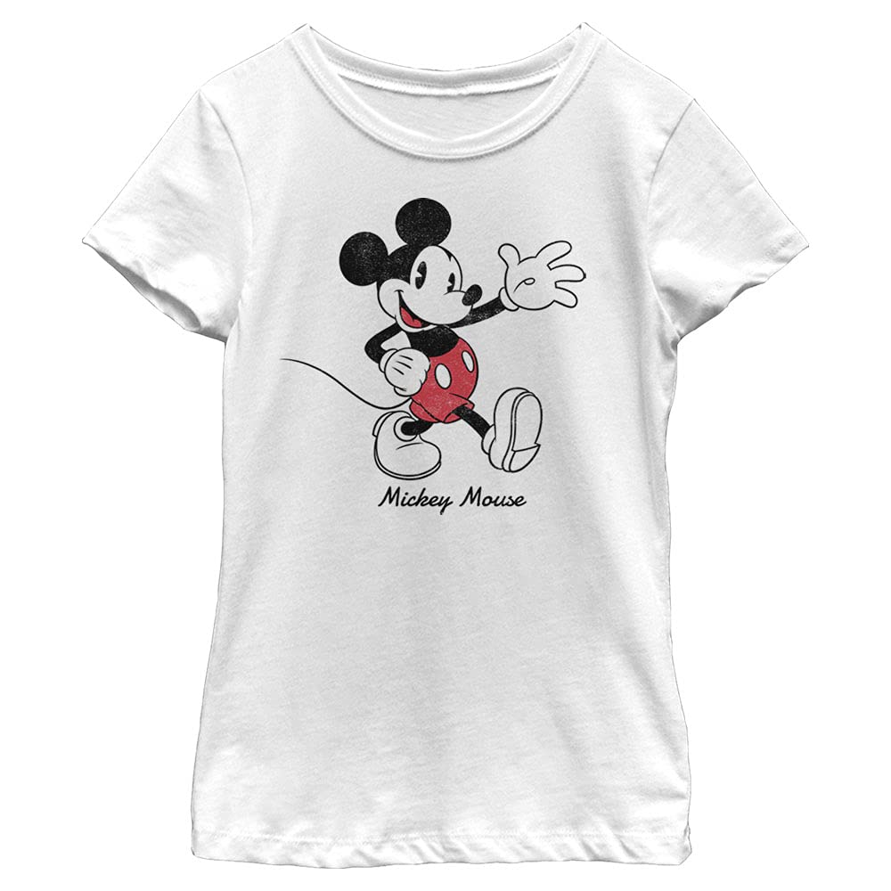 Disney Mickey Mouse Girls' Solid Color Short Sleeve Crewneck T-Shirt - Cute & Comfortable for School, Play & Everyday Wear
