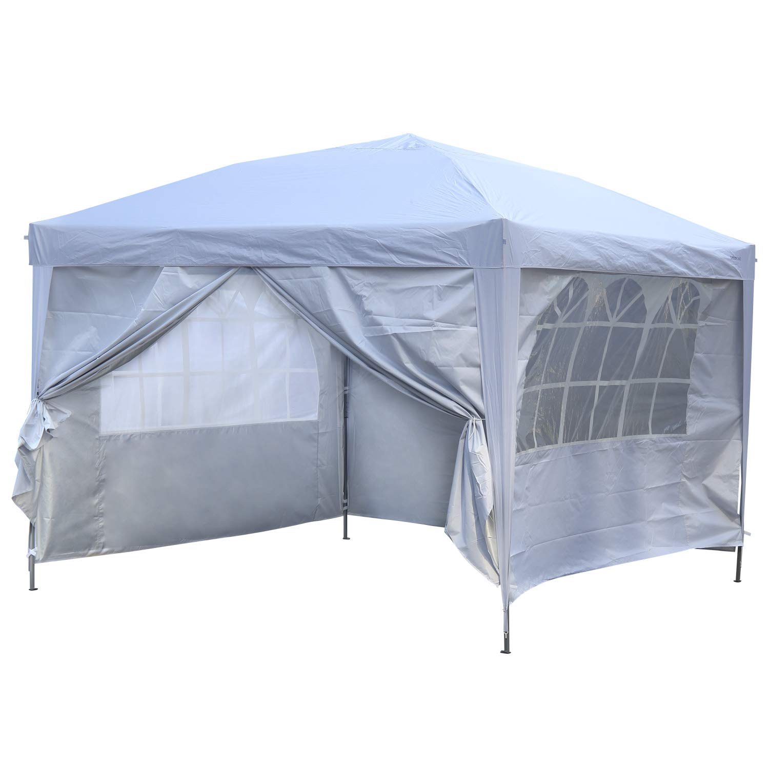 10x10 Pop Up Canopy Party Tent - Instant Gazebo with 4 Removable Sidewalls (White) - Perfect for Outdoor Events, Picnics, Camping & Backyard Gatherings