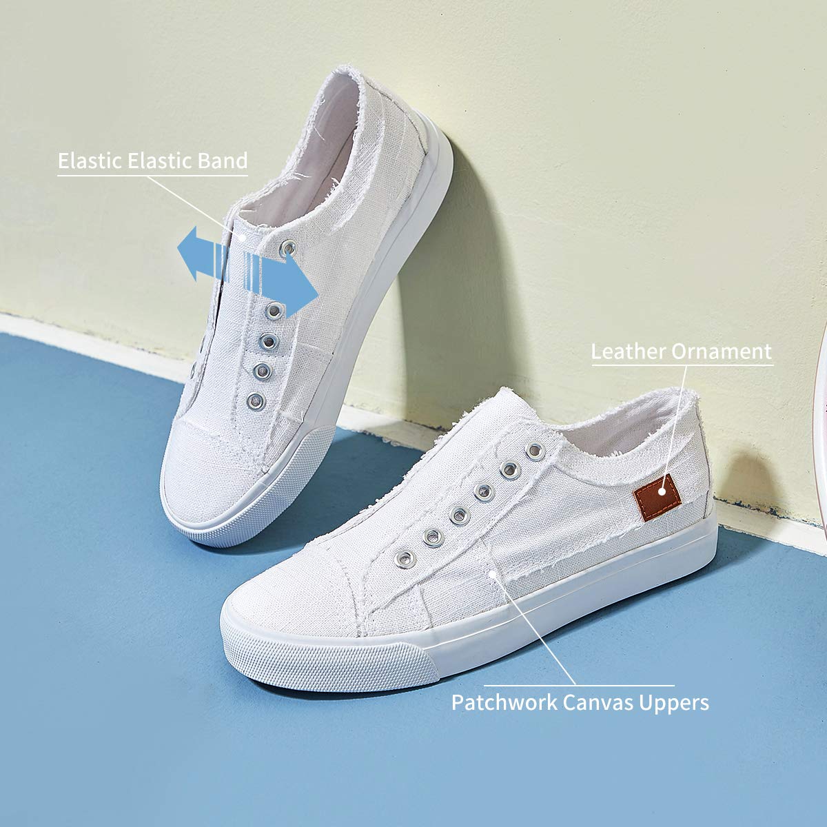 Women's Slip-On Non-Slip Canvas Sneakers - Comfortable Low Top Casual Shoes for Walking, Travel & Everyday Wear