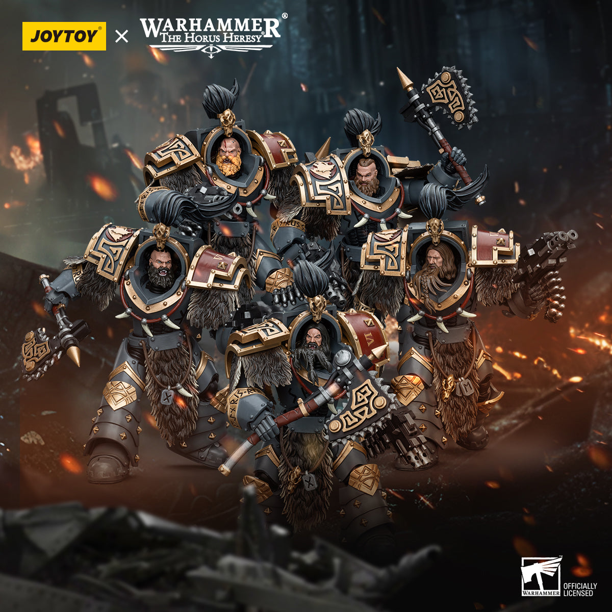 JOYTOY 1/18 Scale Warhammer The Horus Heresy Space Wolves Varagyr Wolf Guard Squad Action Figures - Collectible Miniatures for Tabletop Gaming & Display