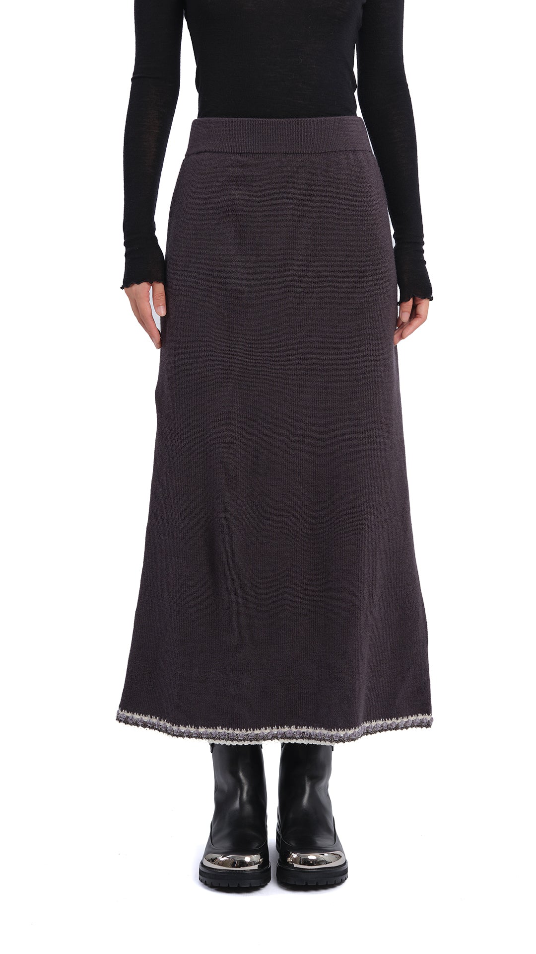 Elegant Crochet Trim Pencil Skirt for Women - Floral Lace Hem Bodycon Midi Skirt - Perfect for Office, Date Night & Special Occasions