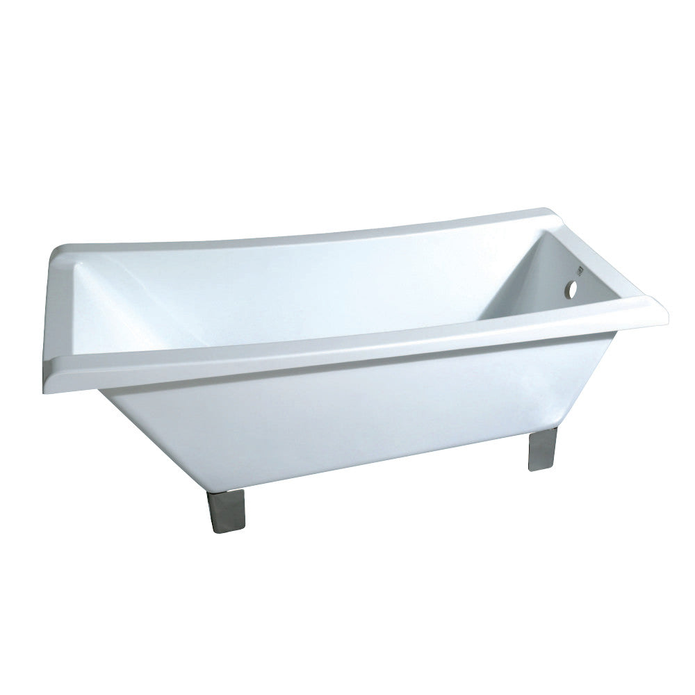 Aqua Eden 67 Inch Acrylic Clawfoot Bathtub - Freestanding Slipper Tub for Bathroom, White with Oil Rubbed Bronze Feet, No Faucet Drillings - Perfect for Vintage Style Bathrooms & Spa Relaxation