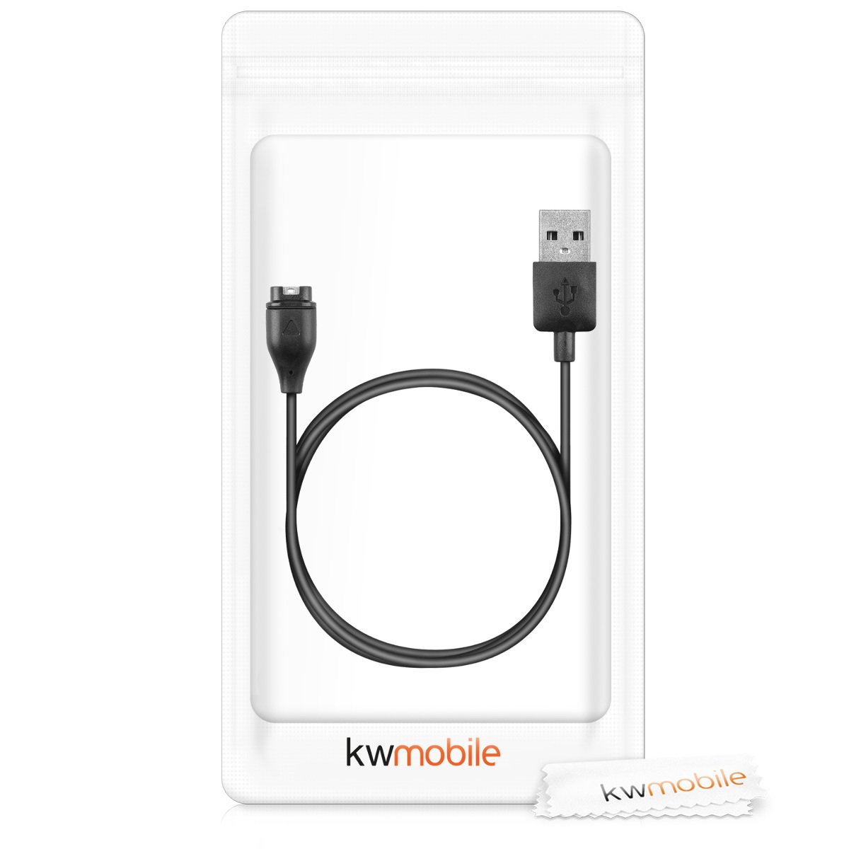 kwmobile USB Charger Cable for Garmin Vivoactive 3/4, Vivosport, Venu 2/2S/Sq, Fenix 5/6/7S/7 Smartwatch - Fast Charging Replacement Cord - Perfect for Travel, Workouts & Daily Use (Black)