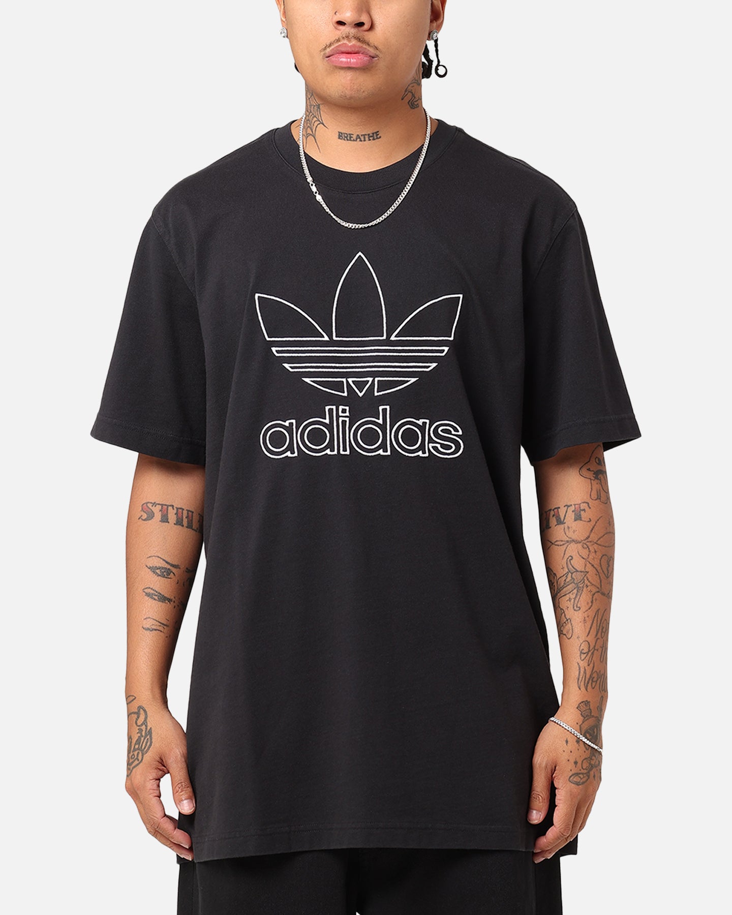 Adidas Originals Outline Trefoil Logo T-Shirt for Men - Black Cotton Casual Tee | Gym, Streetwear & Everyday Wear