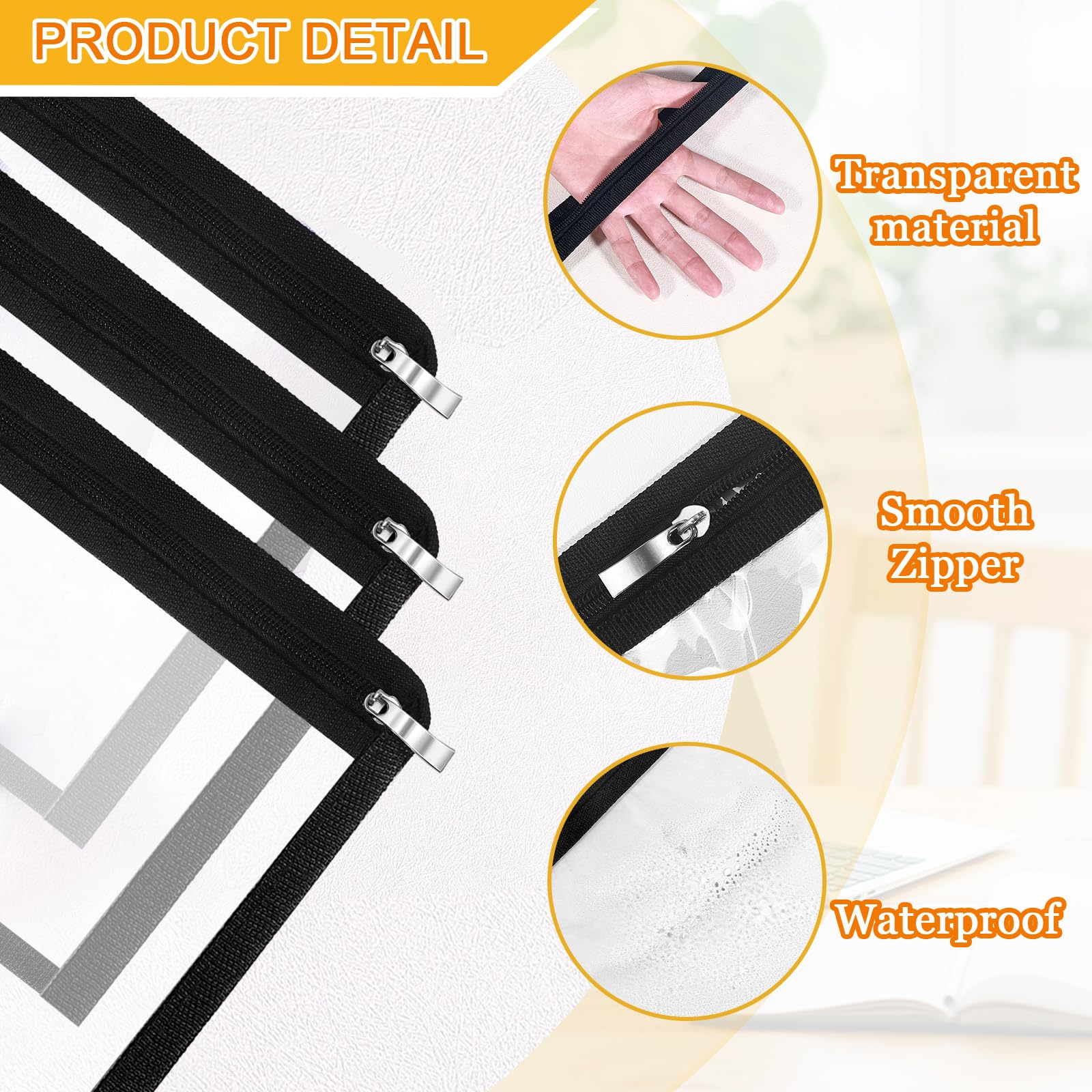 Zealor 6/12 Pack Clear Zipper Pouches - 12x8 Inch Waterproof PVC Makeup Bags for Travel, Cosmetics, Medical Supplies & Pencil Organization | Portable Storage for Toiletries, First Aid & School Supplies
