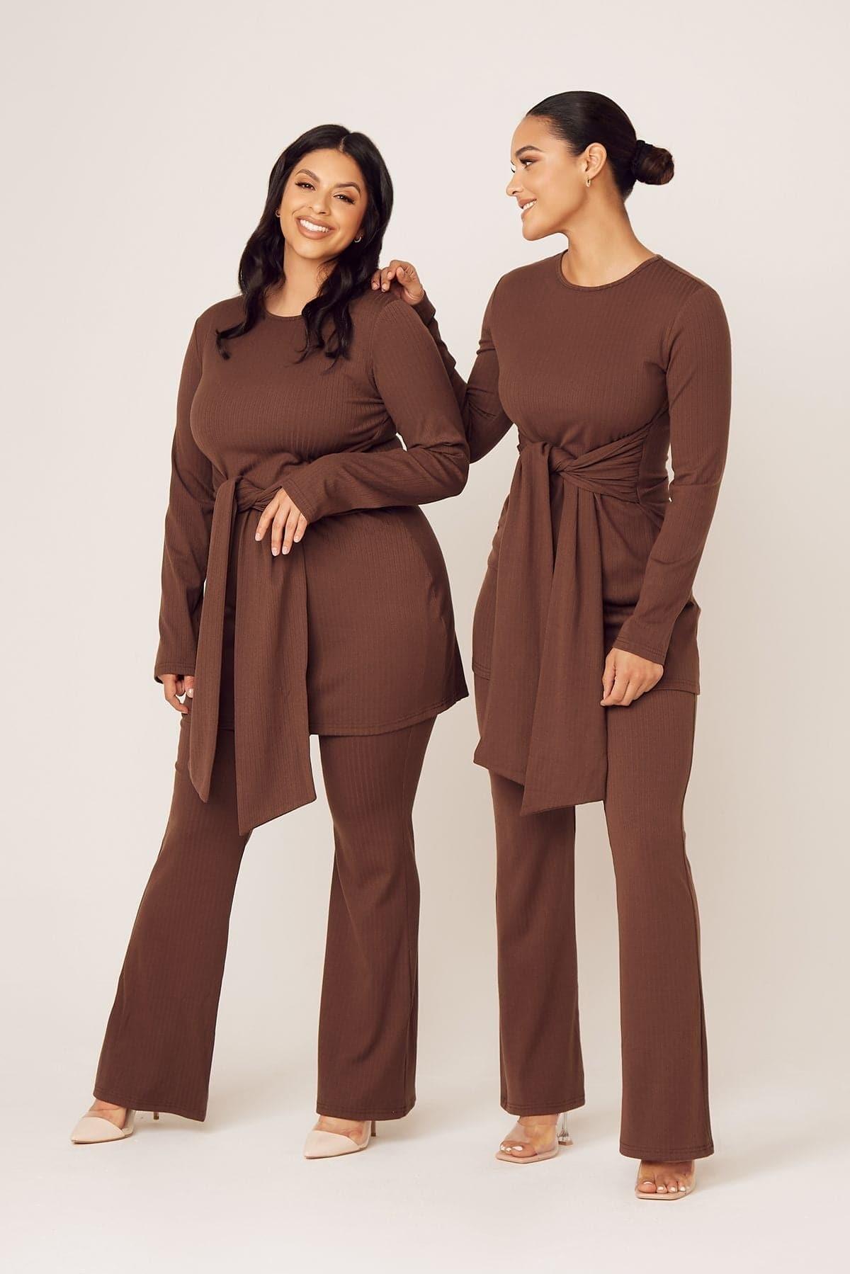 Amara Two Piece Matching Set for Women - Comfortable Lounge Wear Set in Mocha Brown | Perfect for Yoga, Travel & Relaxation at Home