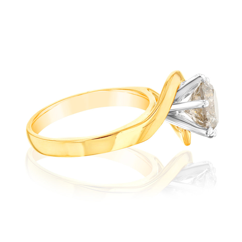 18ct Yellow Gold 2 Carat Australian Diamond Solitaire Engagement Ring for Women - Perfect Proposal, Wedding & Anniversary Jewelry Gift