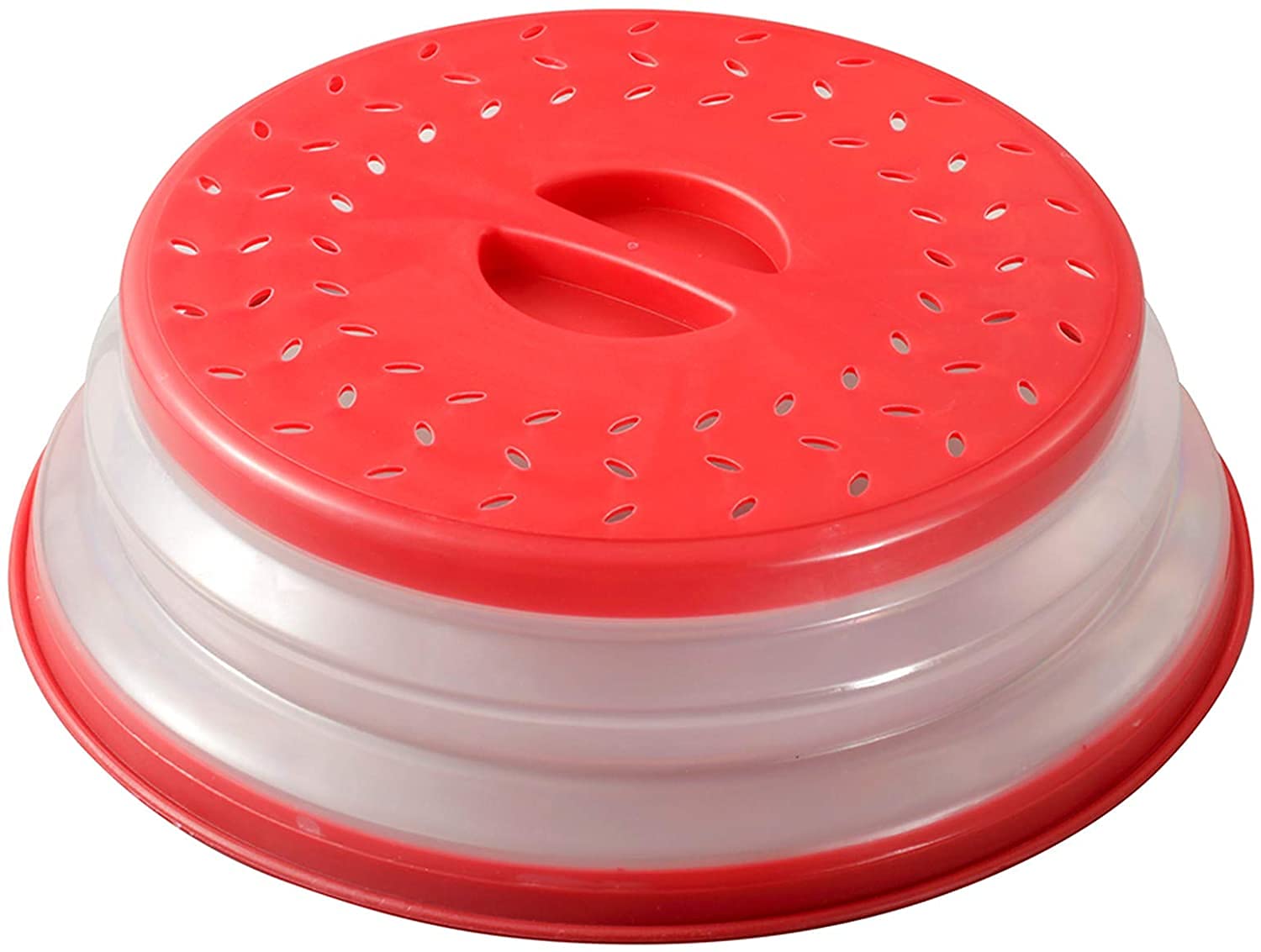 BPA-Free Collapsible Microwave Food Plate Cover - Vented Silicone Lid for Safe Heating | Perfect for Leftovers, Meal Prep & Microwave Cooking (Red)