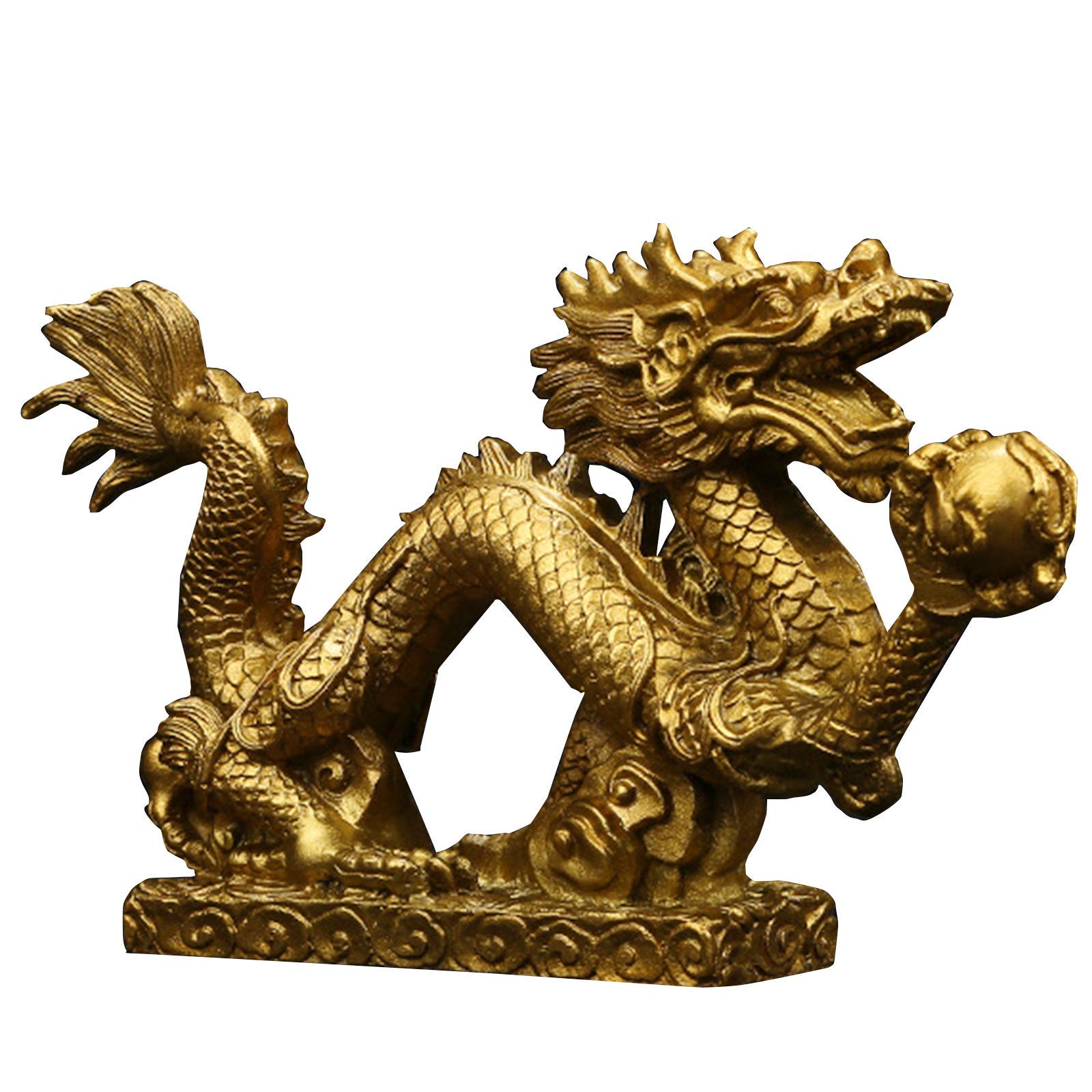 WSIMEI Feng Shui Dragon Statue - Handcrafted Brass Chinese Sculpture for Home & Office Decor, Lucky Tabletop Ornament - Perfect Gift for Wealth & Prosperity | Ideal for Living Room, Study Desk, or Meditation Space