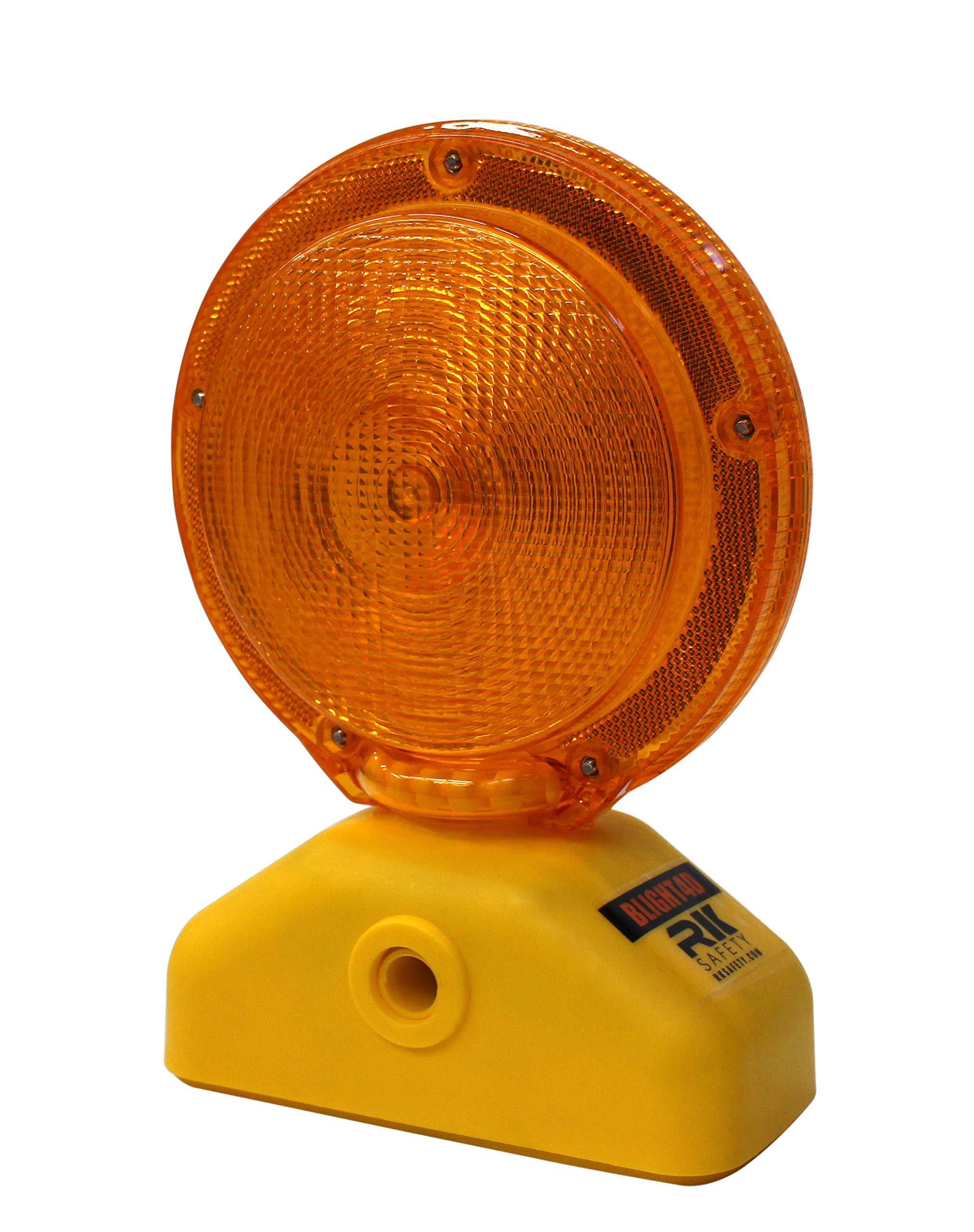RK Safety BLIGHT4D Barricade Light - D-Cell Battery Powered with Photocell Sensor, 3-Way Switch, Yellow Case & Red Lens (12-Pack) - Ideal for Construction Zones, Road Work, Emergency Situations & Hazardous Area Warning