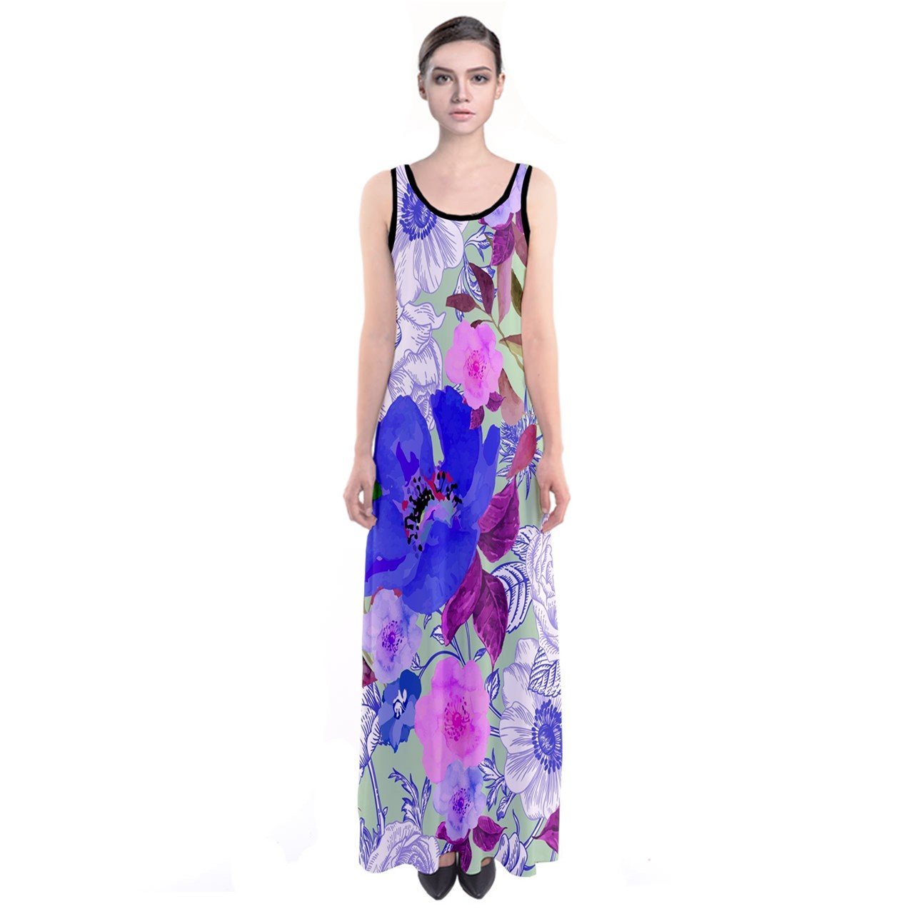 CowCow Women's Floral Hawaiian Summer Casual Sleeveless Maxi Dress - Beach Vacation, Pool Party & Tropical Getaway Outfit