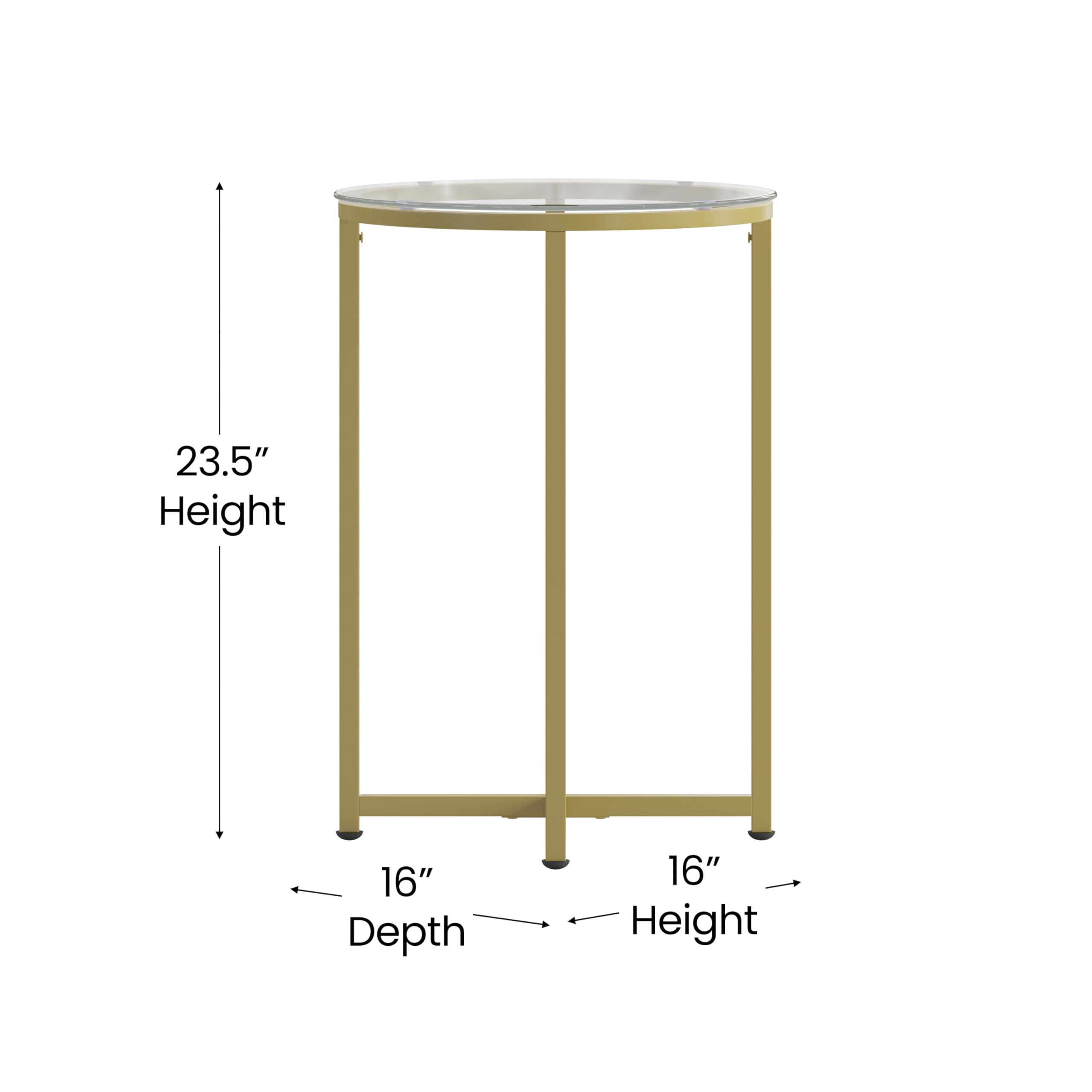 Merrick Lane Fairdale 3-Piece Round Coffee Table Set with Matte Gold Crisscross Frame - Modern Living Room Furniture for Small Spaces - Includes Coffee Table & 2 Matching End Tables - Perfect for Apartments, Condos and Cozy Home Decor