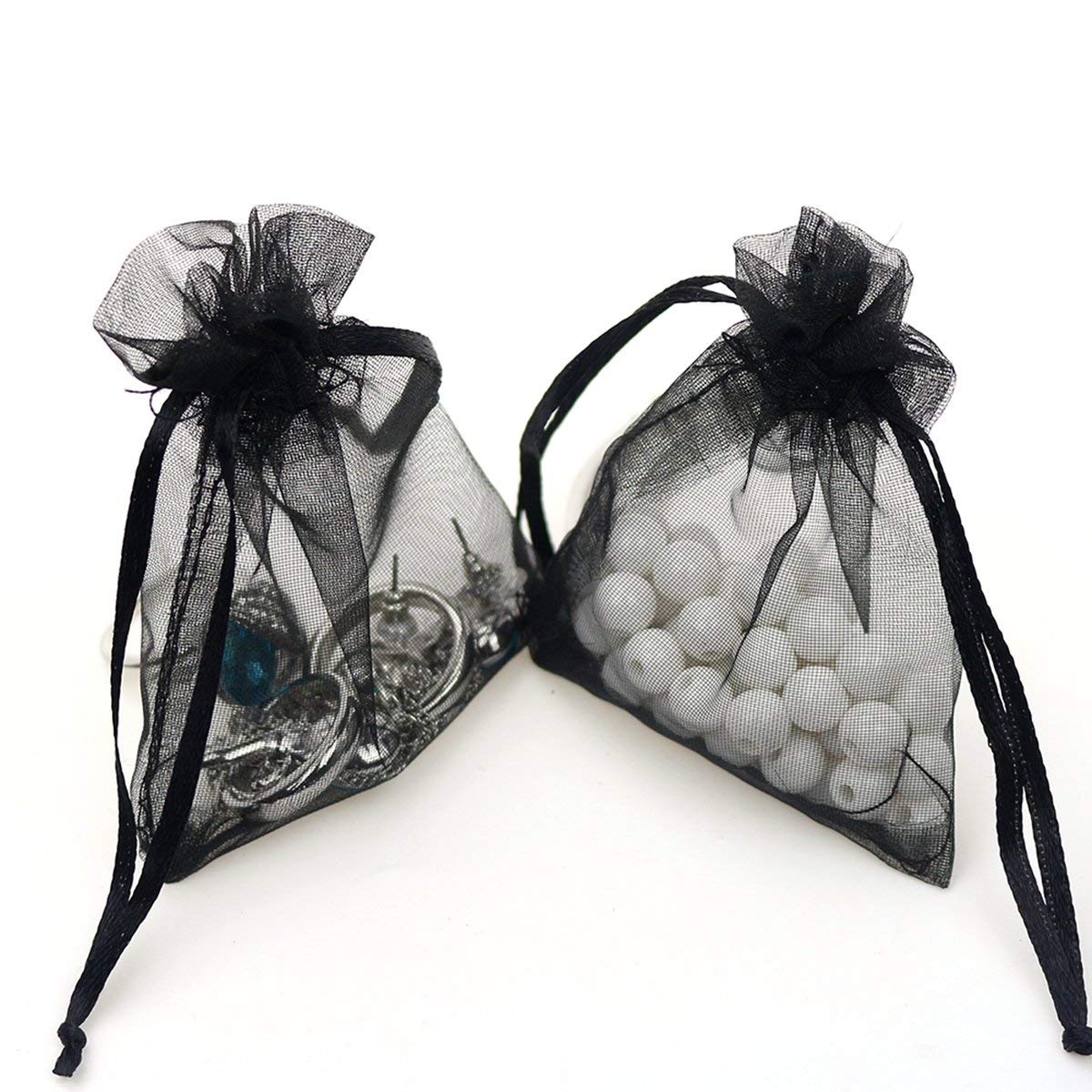 100Pcs Black Organza Bags 3.54