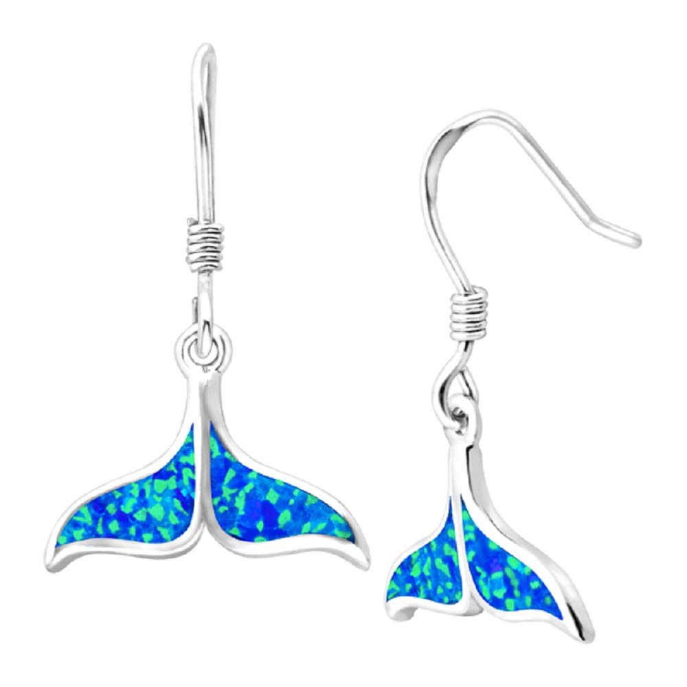 Sterling Silver and Opal Dolphin Fin French Hook Earrings - Elegant Dangle Earrings for Women, Perfect for Parties, Weddings & Everyday Wear