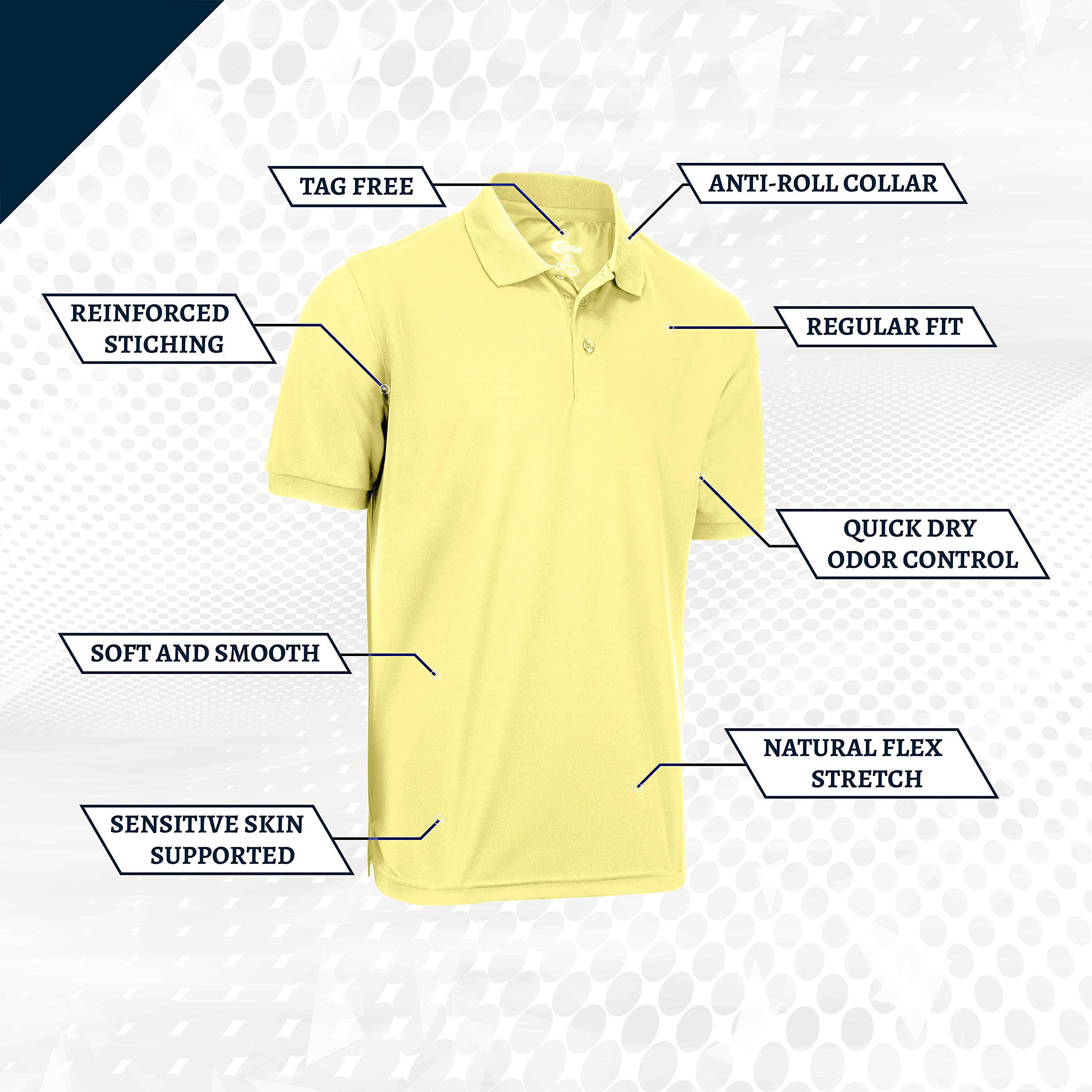 Premium Moisture-Wicking Men's Polo Shirts - Breathable & Quick-Dry Performance Tees for Golf, Work & Casual Wear