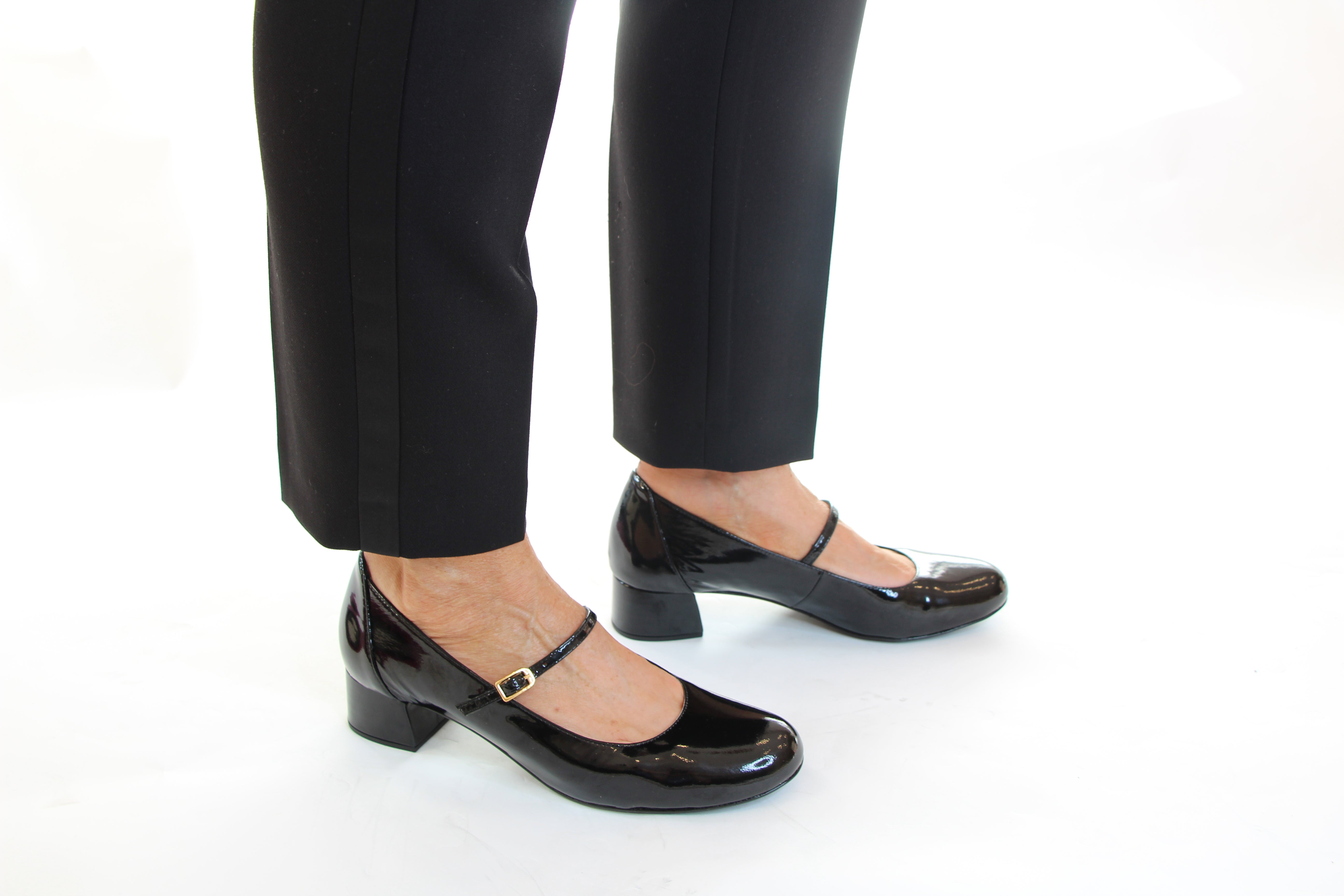Unisa Black Patent Mary Jane Shoes for Women - Comfortable & Stylish Flats for Work, Office, and Casual Wear