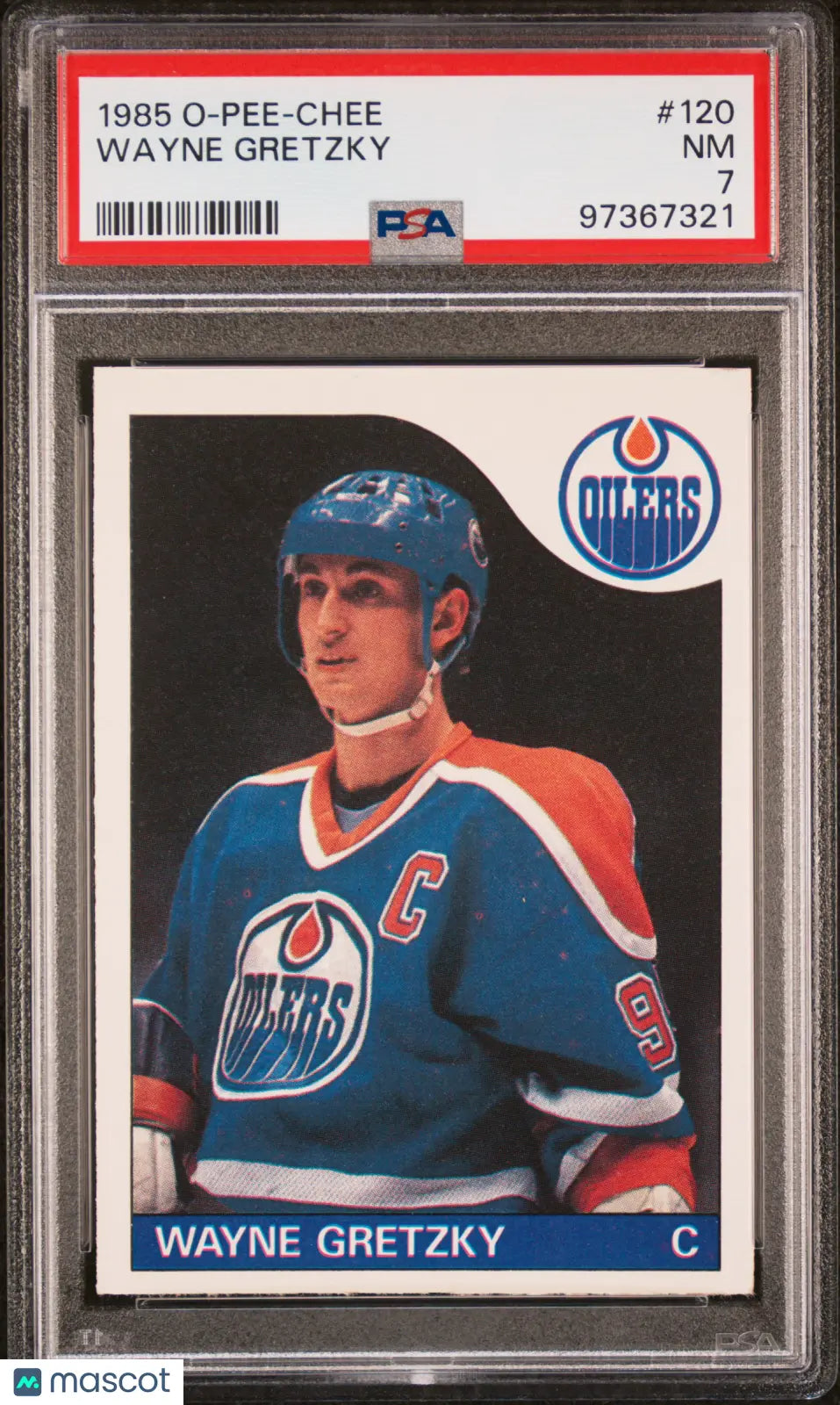 1985 O-Pee-Chee Hockey Wayne Gretzky #120 PSA 7 Graded Card - NHL Collectible for Sports Memorabilia Display & Investment