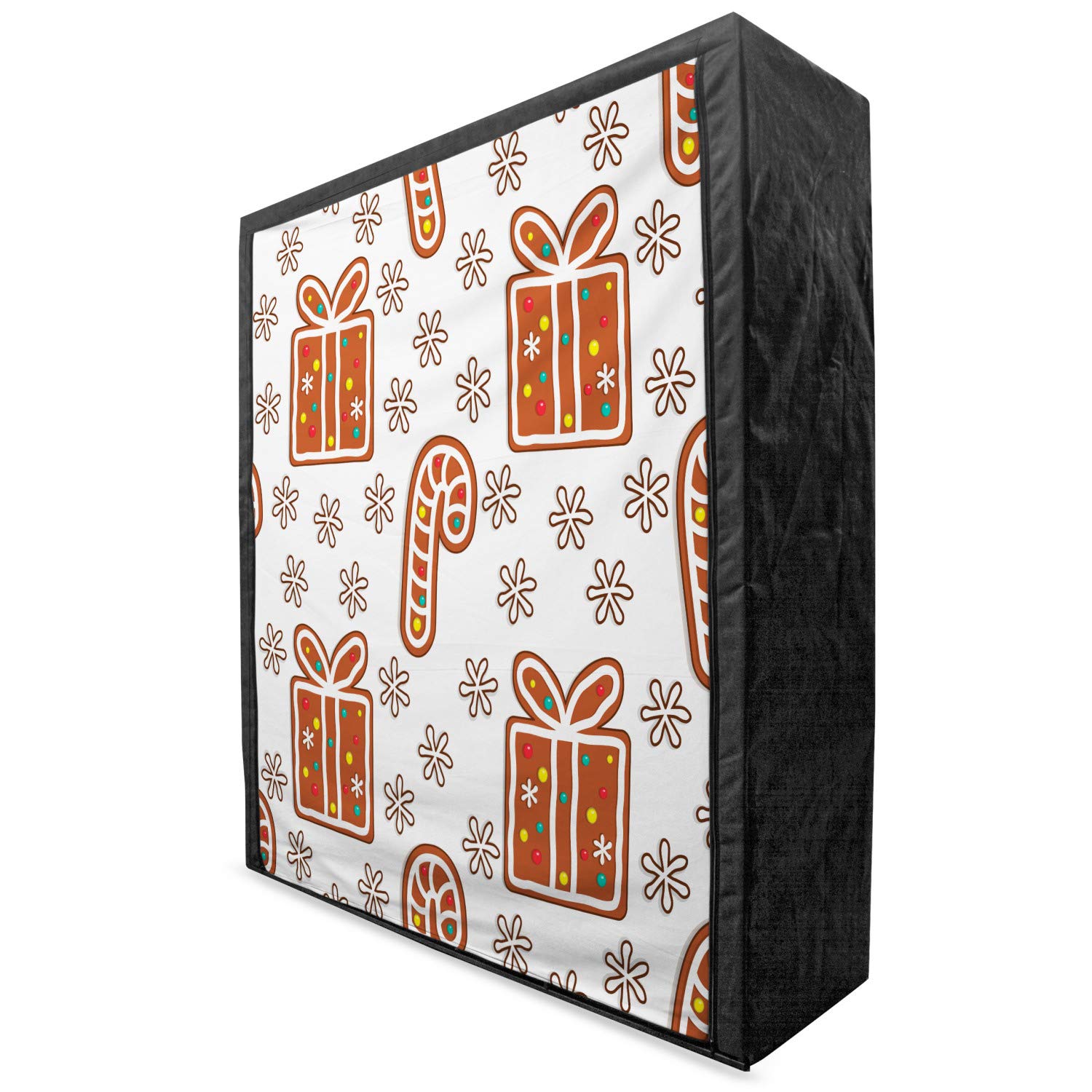 Lunarable Christmas Portable Fabric Wardrobe - Gingerbread Cookies Themed Gift Boxes with Snowflake Baton, 59