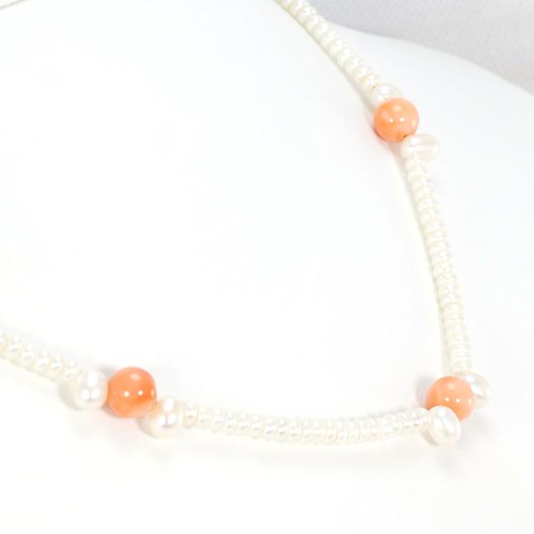 18K Yellow Gold Coral Pearl Necklace - Elegant Handmade Jewelry for Women, Perfect for Weddings, Parties & Special Occasions