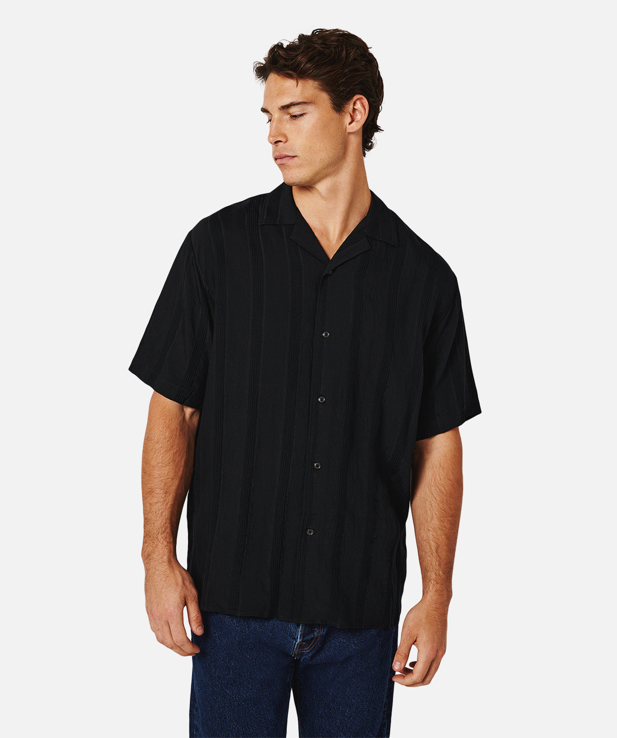 Severino Short Sleeve Shirt for Men - Premium Black Casual Button Down Shirt | Breathable Cotton Fabric | Perfect for Office, Date Night & Summer Outings