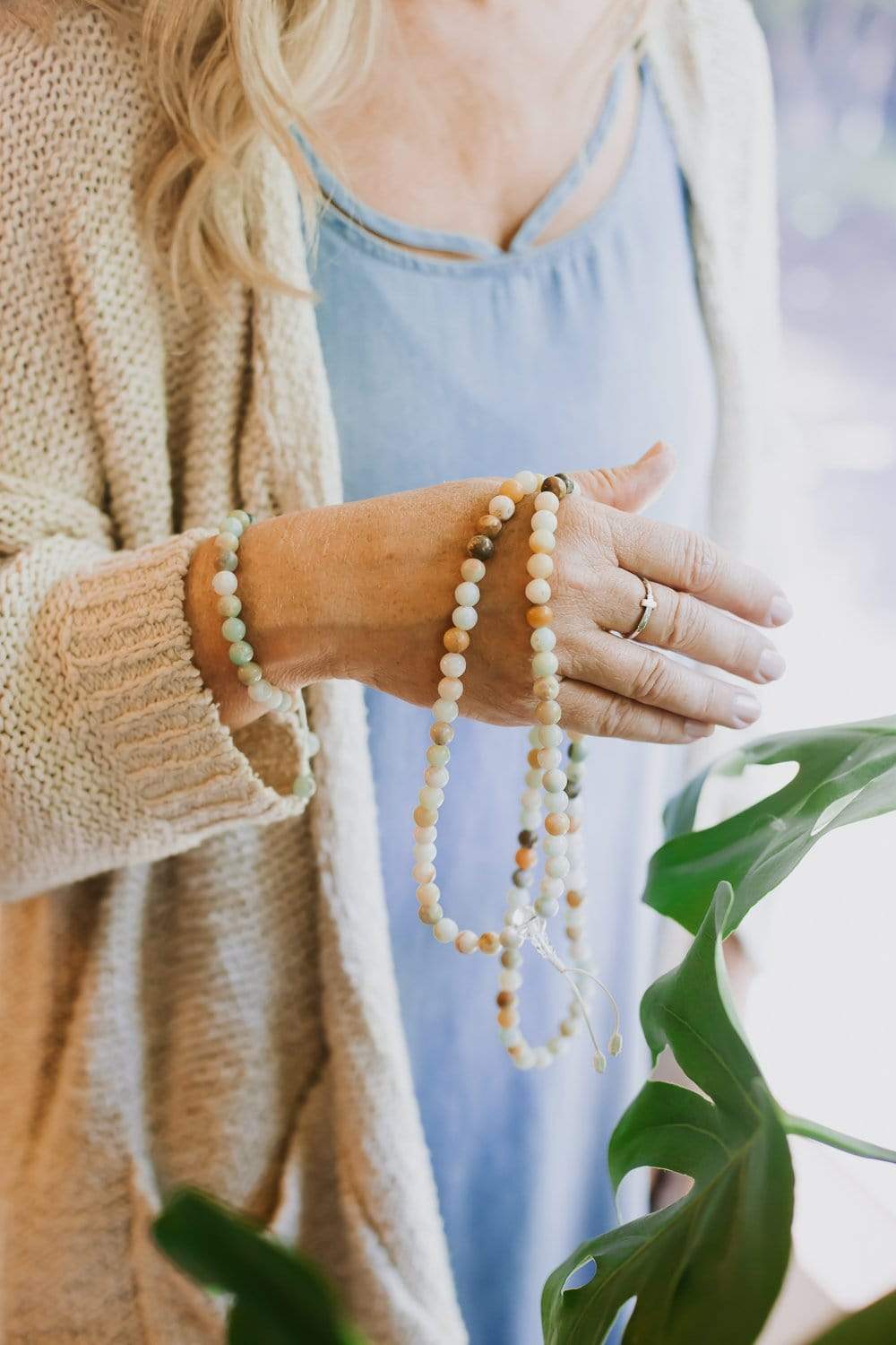 Amazonite Tranquility Mala Beads - 108 Healing Gemstone Meditation Bracelet for Stress Relief & Spiritual Balance | Yoga, Mindfulness & Prayer Accessory