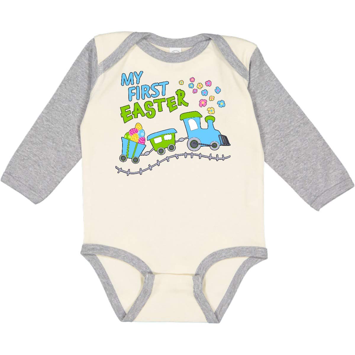 Inktastic My First Easter Train Long Sleeve Baby Bodysuit - Adorable Easter Outfit for Infants & Newborns - Perfect for Easter Photos, Family Gatherings & Holiday Celebrations